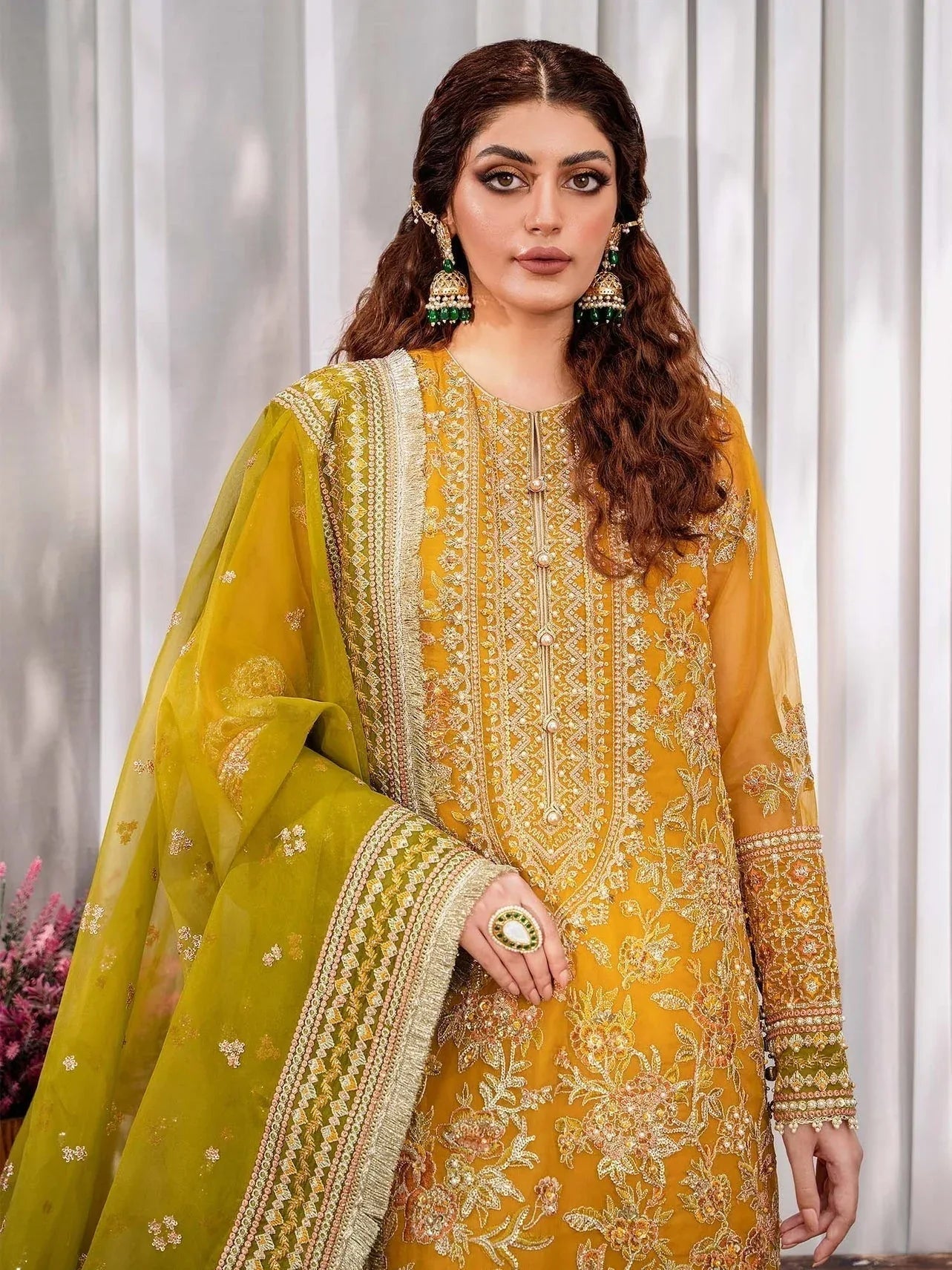 Akbar Aslam Mastani Embroidered Organza 3Pc Suit - ROHI - Rang-e-Khaas
