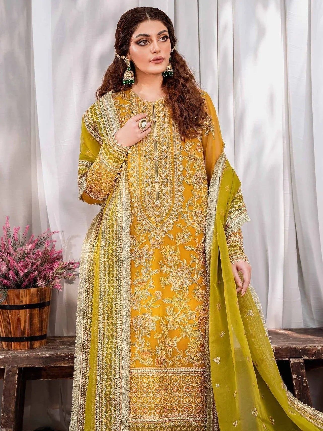 Akbar Aslam Mastani Embroidered Organza 3Pc Suit - ROHI - Rang-e-Khaas