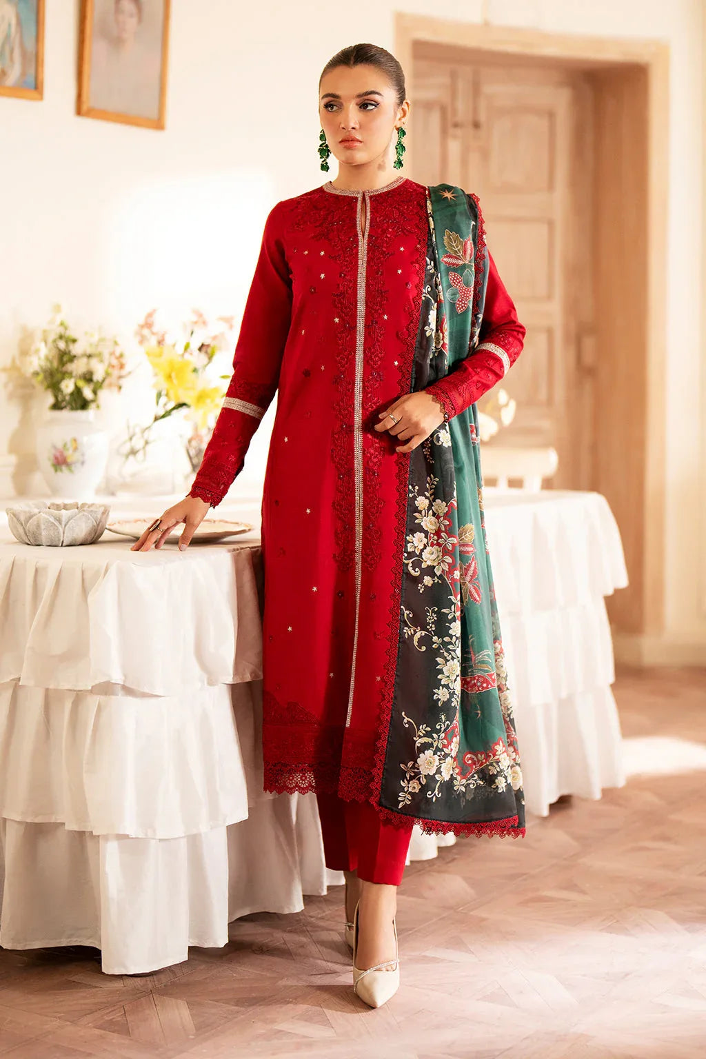 Saad Shaikh | Lumiere Winter |  D-07 Coral - Rang-e-Khaas