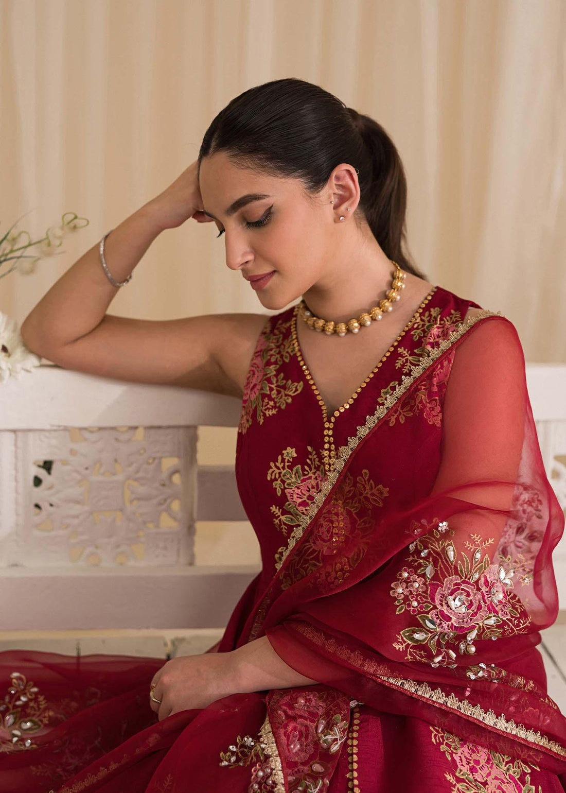 Sadaf Fawad Khan | Lyla Festive Pret | Deep Rose - Rang-e-Khaas