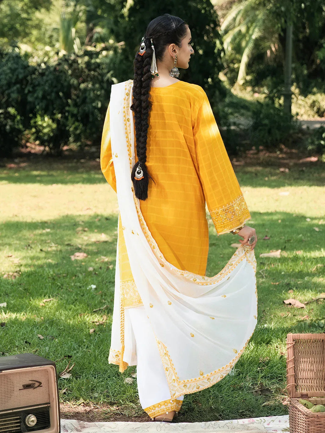 Hemstitch | The Garden Lawn | Saffron Petal - Rang-e-Khaas