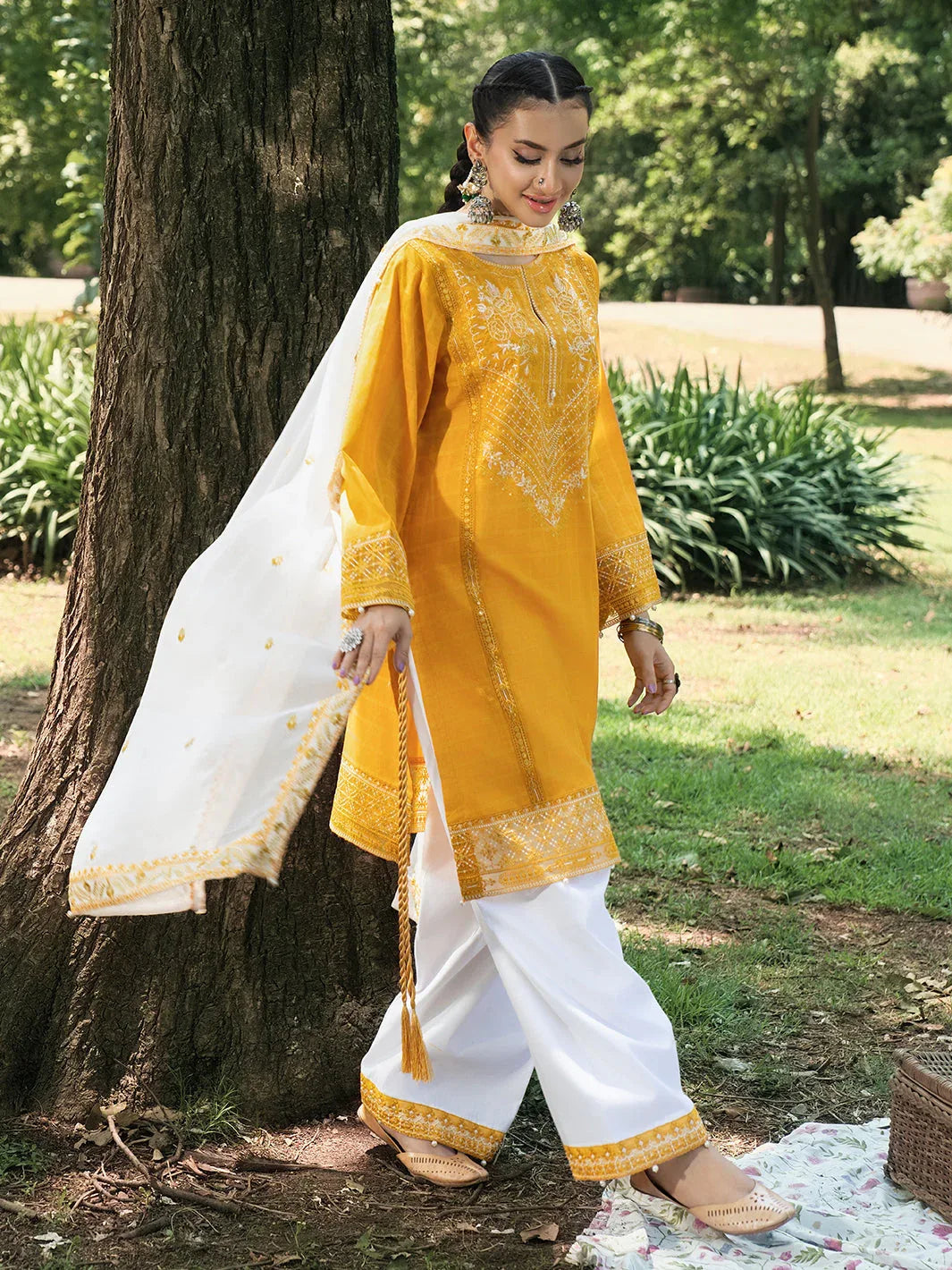 Hemstitch | The Garden Lawn | Saffron Petal - Rang-e-Khaas