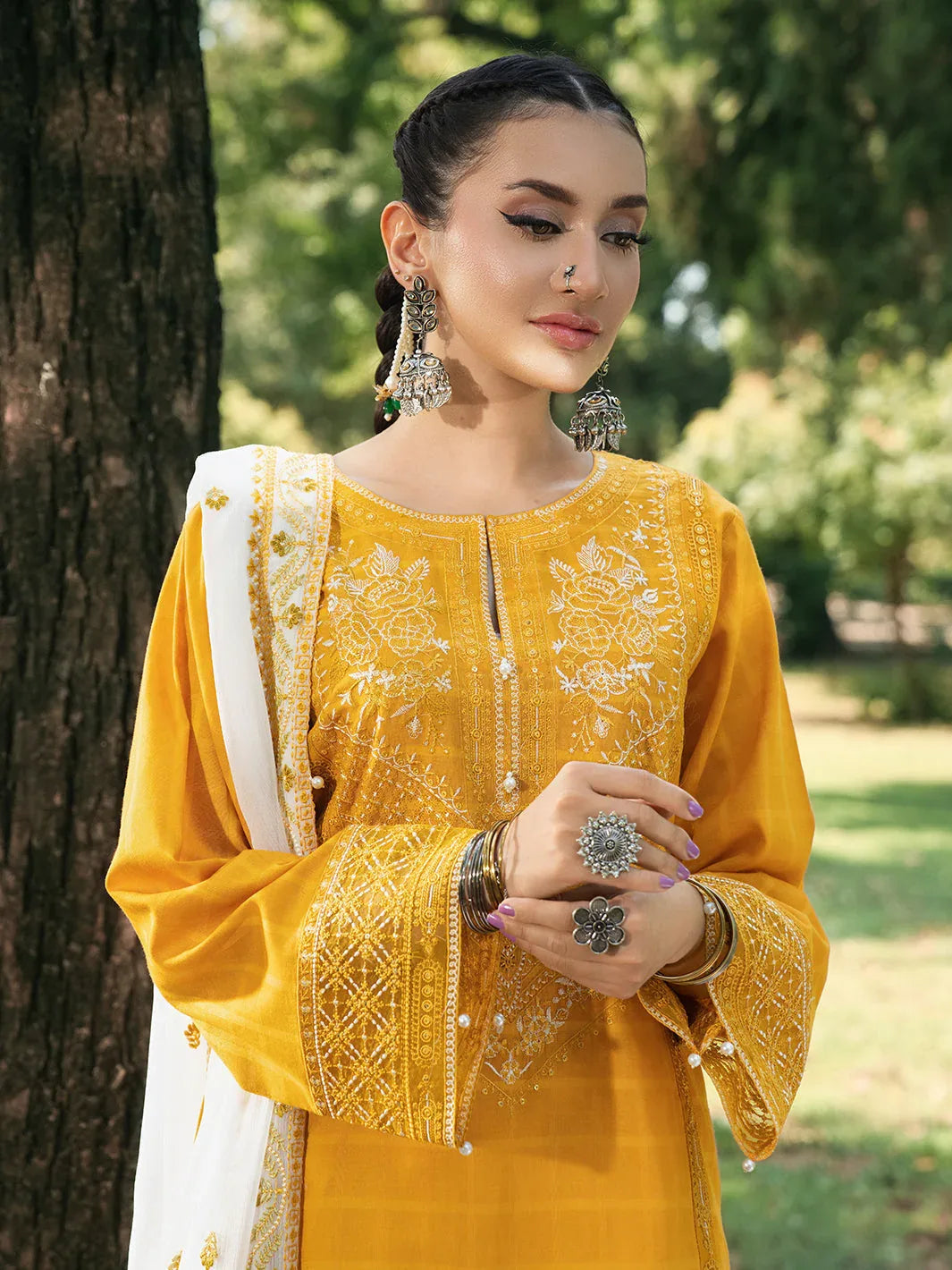 Hemstitch | The Garden Lawn | Saffron Petal - Rang-e-Khaas