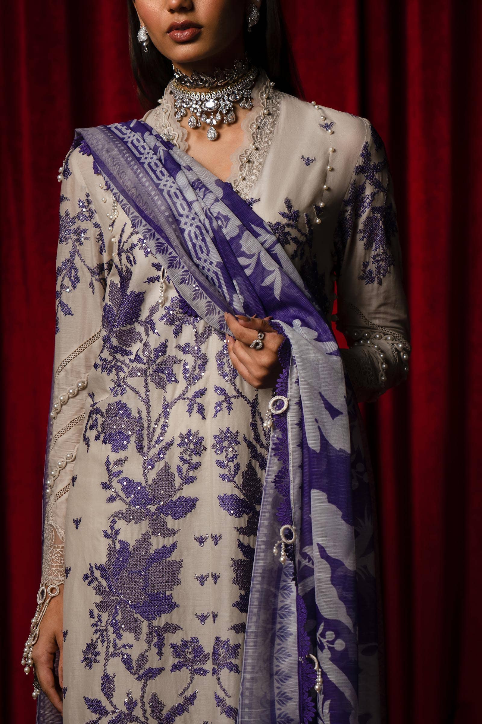 Sana Safinaz | Luxury Collection 24 | L241-008B-3CV - Rang-e-Khaas