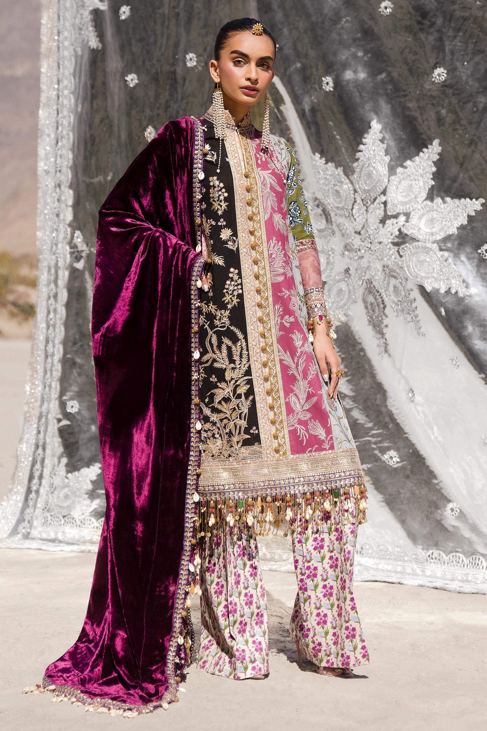 Sana Safinaz | Winter Shawl 24 | Velvet S241-006A-3CP - Rang-e-Khaas