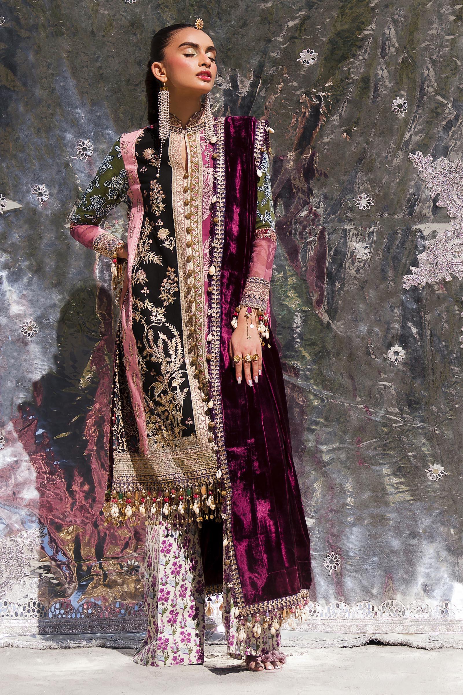 Sana Safinaz | Winter Shawl 24 | Velvet S241-006A-3CP - Rang-e-Khaas
