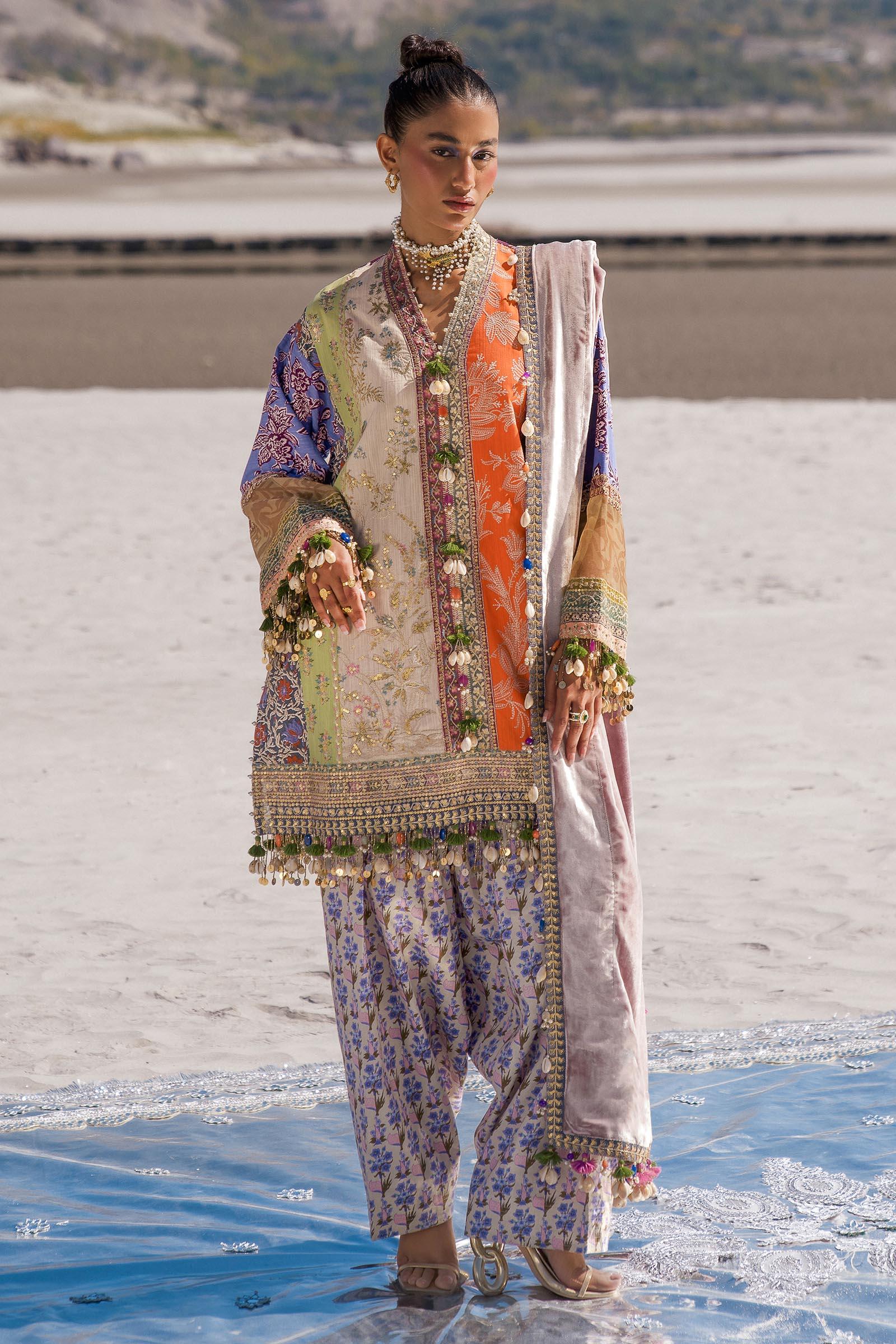 Sana Safinaz | Winter Shawl 24 | Velvet S241-006B-3CP - Rang-e-Khaas