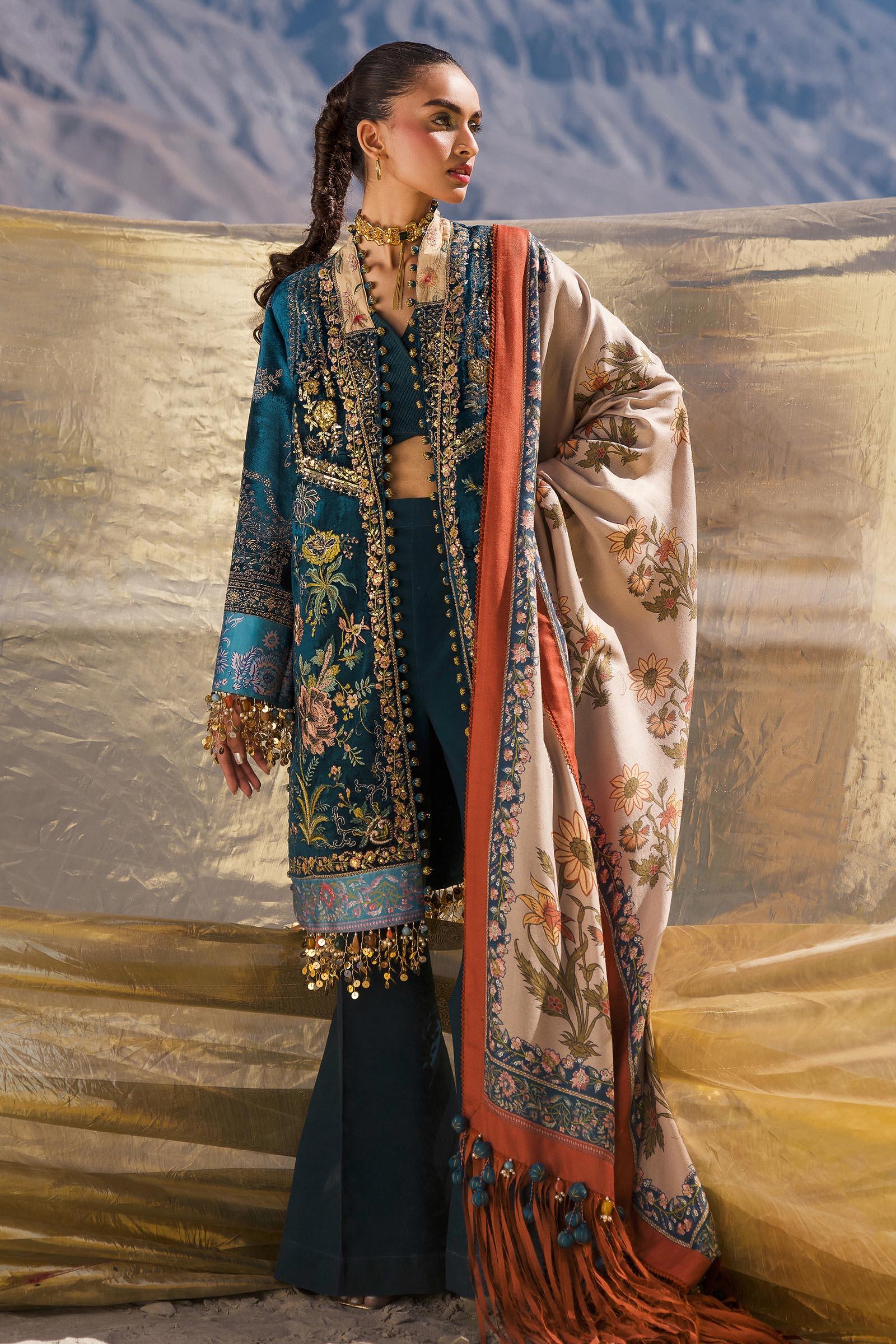 Sana Safinaz | Winter Shawl 24 | Velvet V241-003-3CP - Rang-e-Khaas