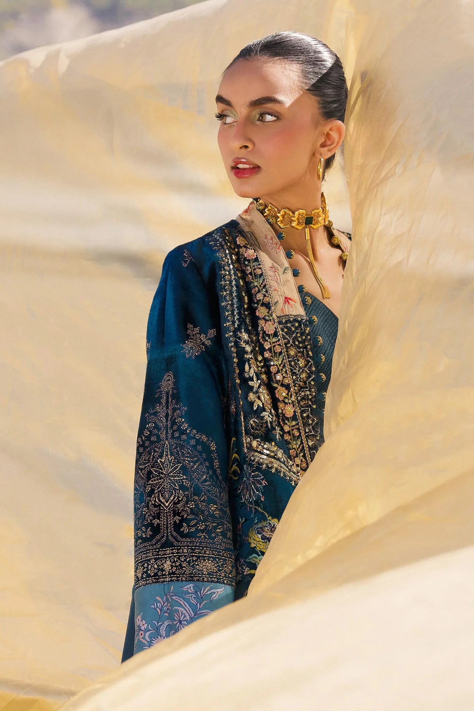 Sana Safinaz | Winter Shawl 24 | Velvet V241-003-3CP - Rang-e-Khaas