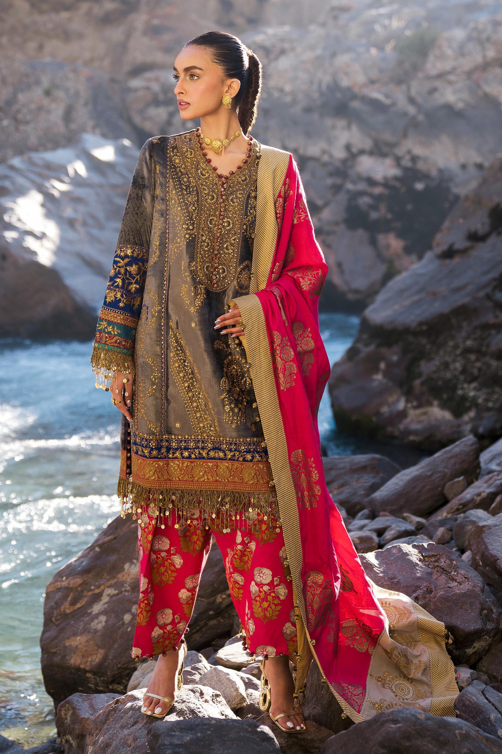 Sana Safinaz | Winter Shawl 24 | Velvet V241-004-3CP - Rang-e-Khaas