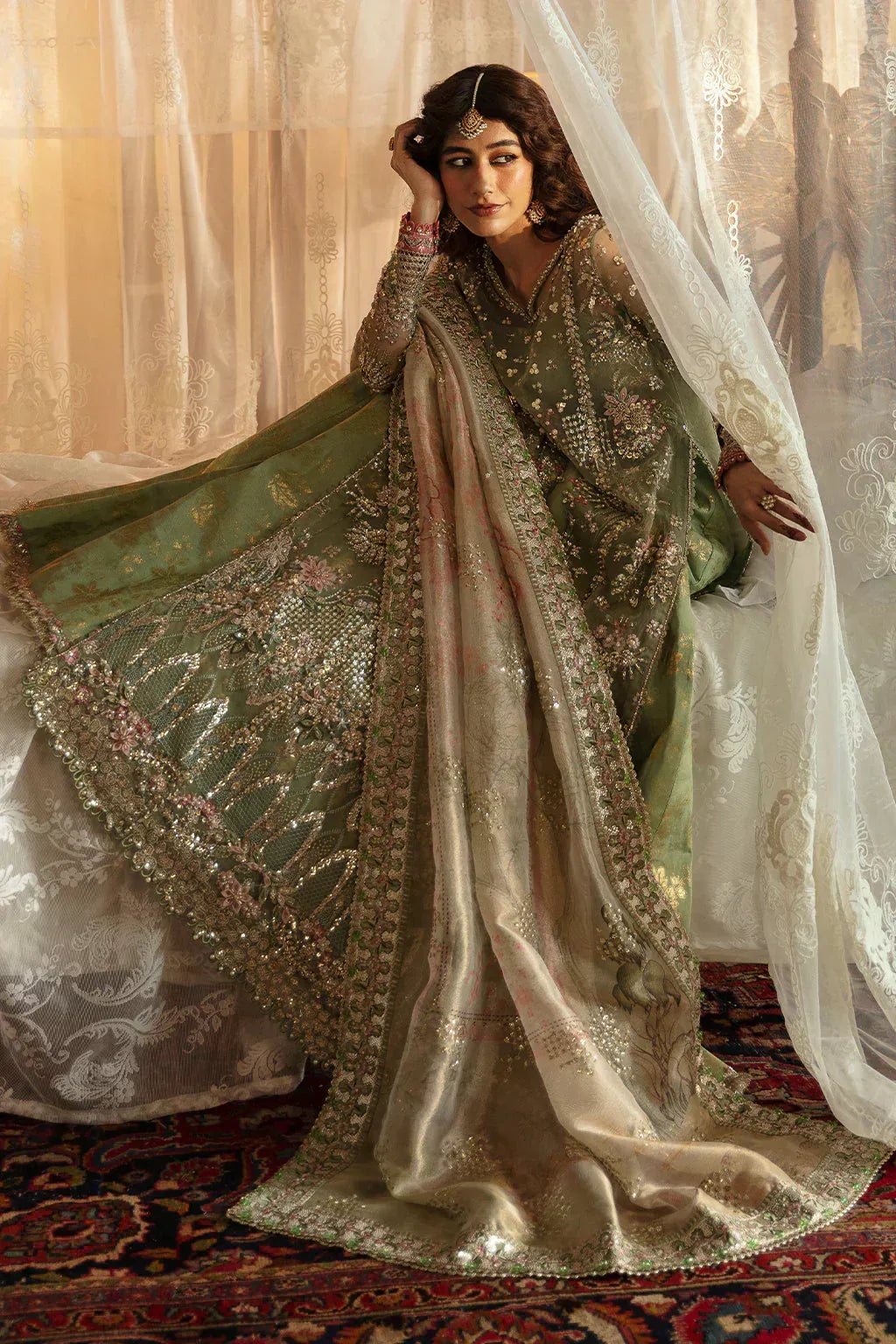 Hayat by Afrozeh Embroidered Organza 3Pc Suit AFH-24-03 SHREYA - Rang-e-Khaas