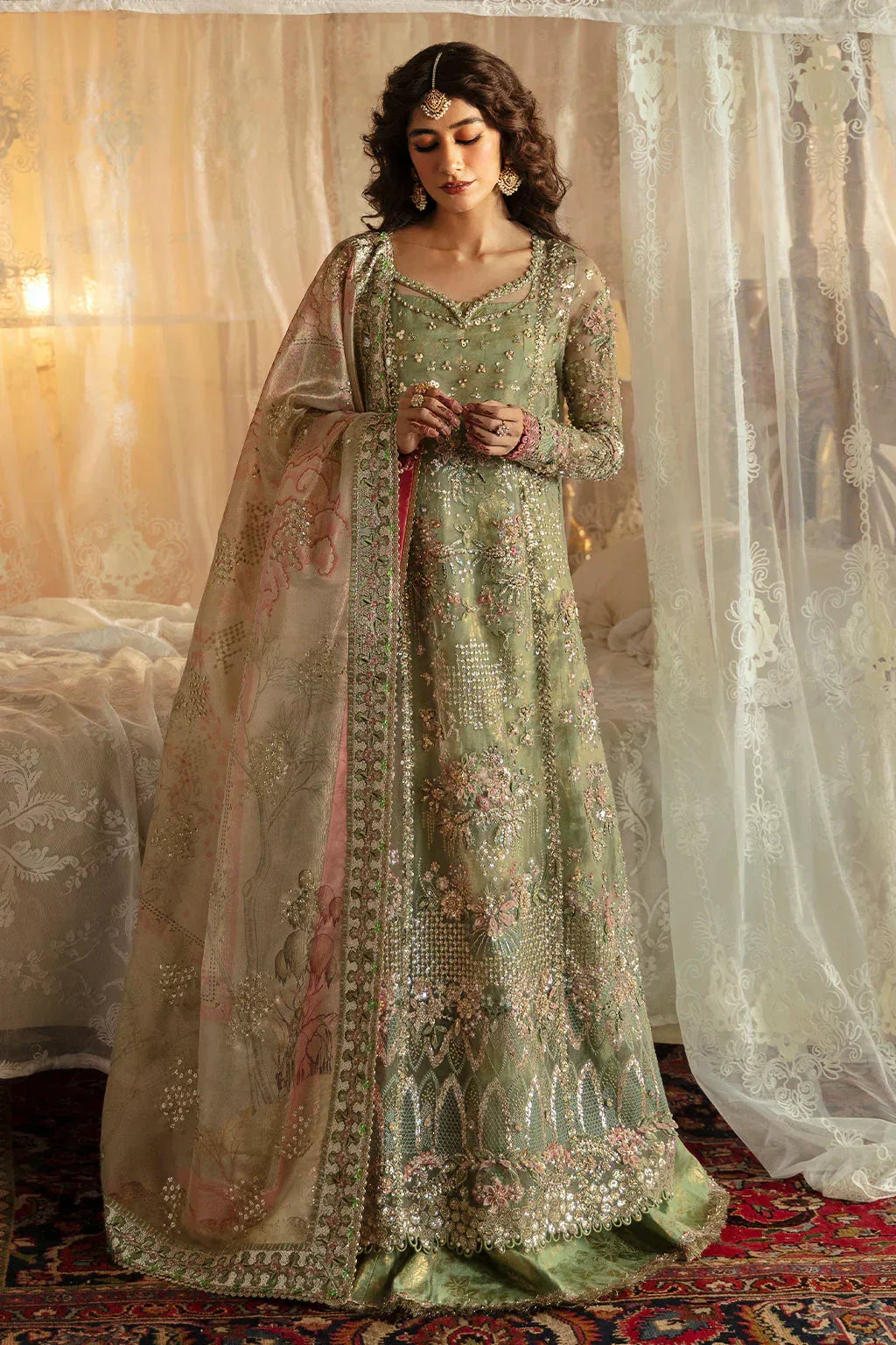 Hayat by Afrozeh Embroidered Organza 3Pc Suit AFH-24-03 SHREYA - Rang-e-Khaas
