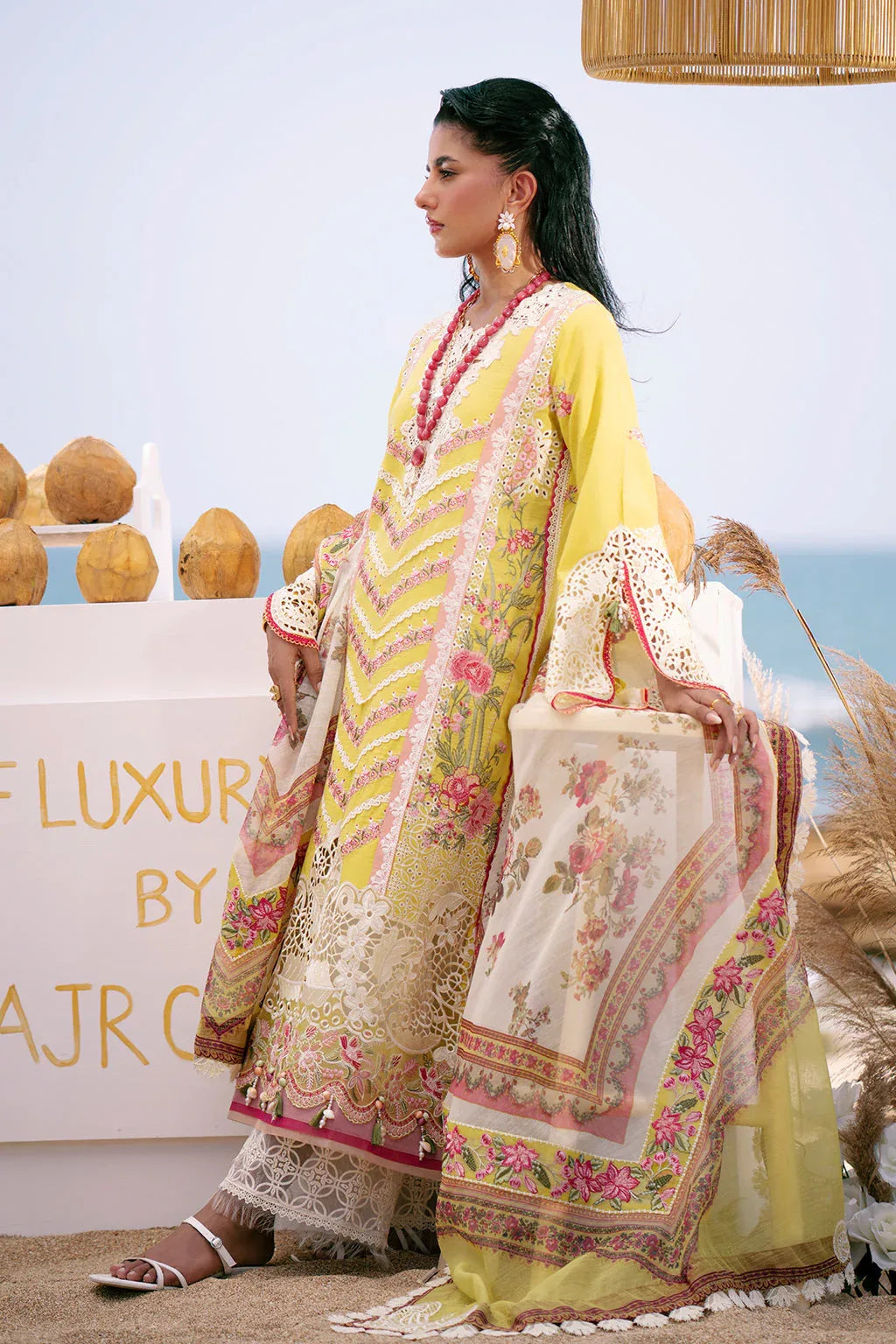 AJR Couture | Dastan Luxury Lawn 25 | Sunset - Rang-e-Khaas