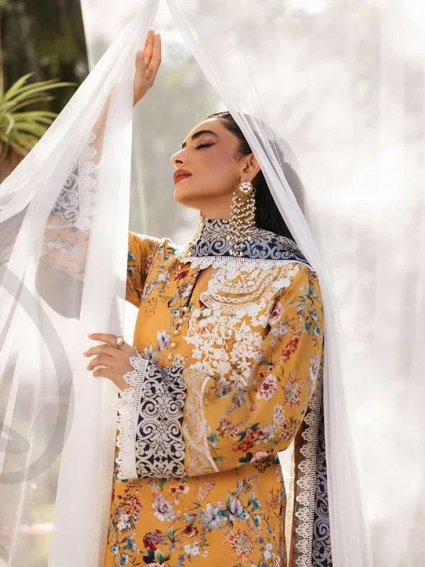 Tahra by Zainab Chottani Embroidered Lawn 3Pc Suit D-02A BEEHA - Rang-e-Khaas