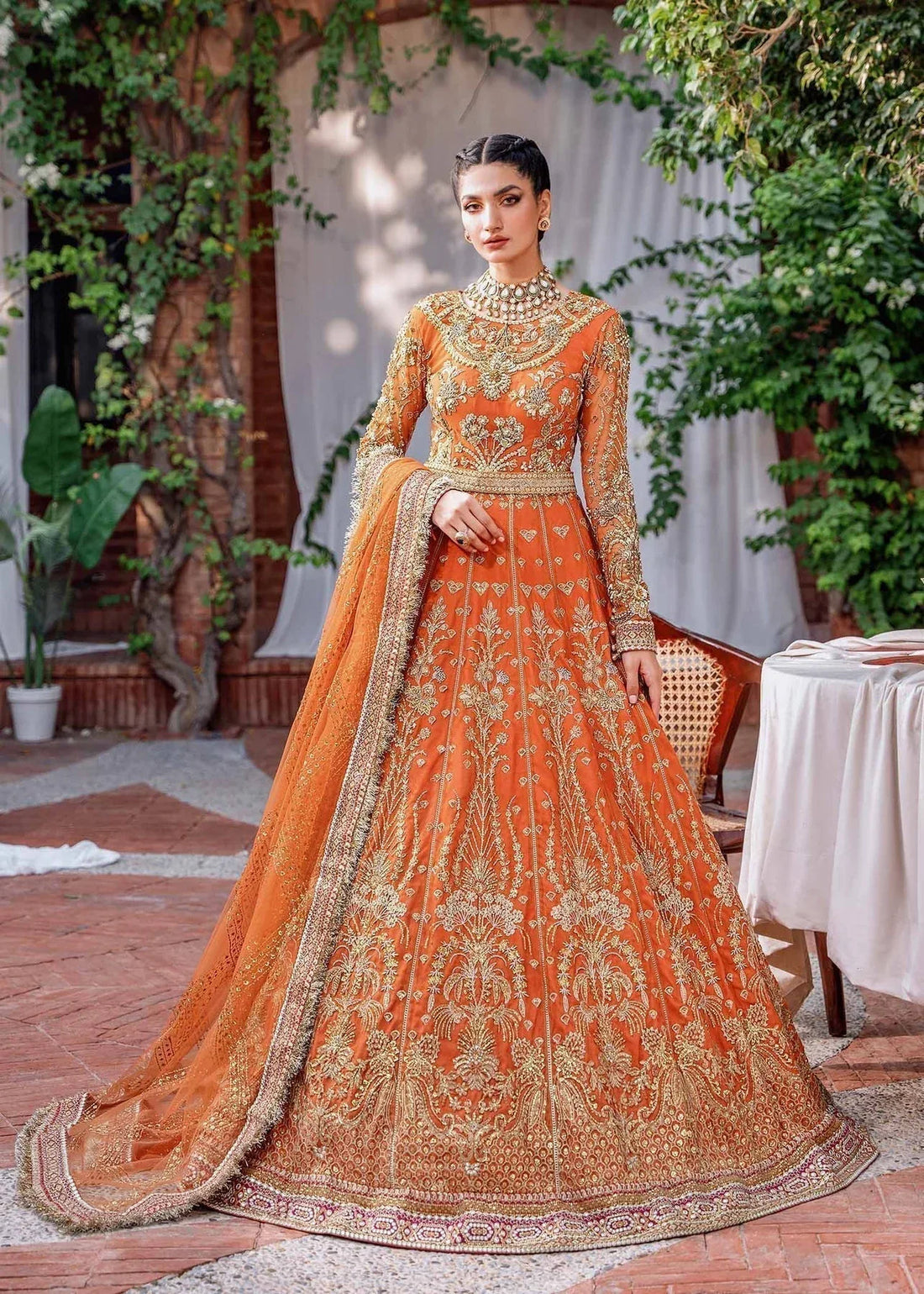 Akbar Aslam Mastani Embroidered Net 3Pc Suit - MAHJABEEN - Rang-e-Khaas