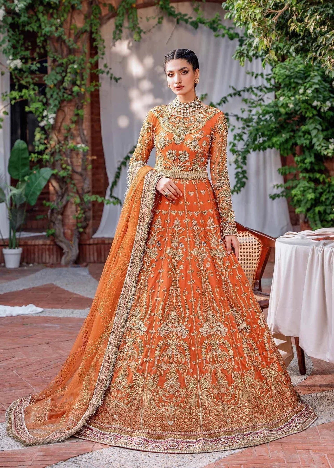 Akbar Aslam Mastani Embroidered Net 3Pc Suit - MAHJABEEN - Rang-e-Khaas