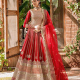 Akbar Aslam Mastani Embroidered Raw Silk 3Pc Suit - NAWAZISH