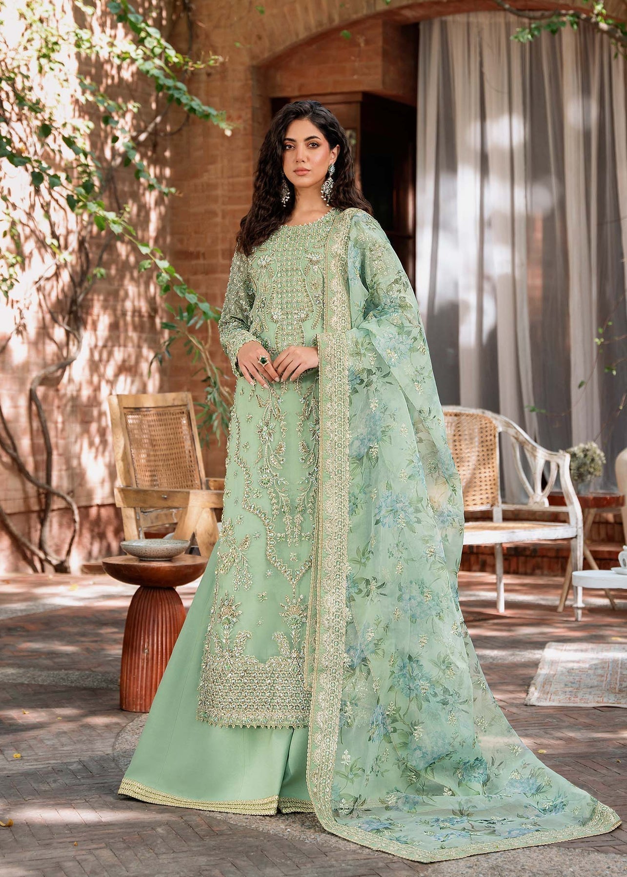 Akbar Aslam Mastani Embroidered Organza 3Pc Suit - RIWAYAT