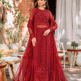 Akbar Aslam Mastani Embroidered Net 3Pc Suit - GUL MOHR