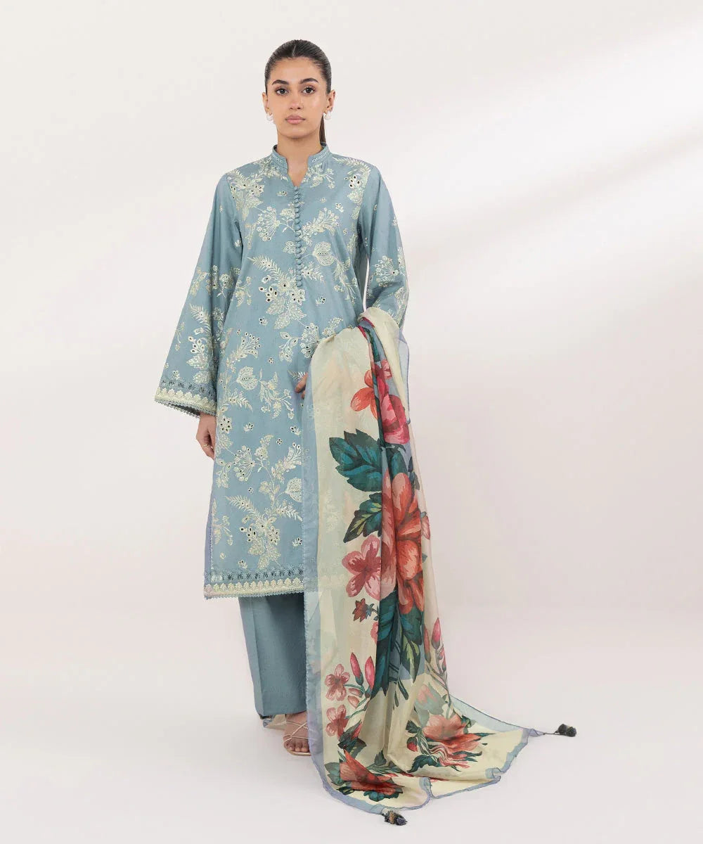 Sapphire | Intermix 2024 | Cambric Suit S-16 - Rang-e-Khaas
