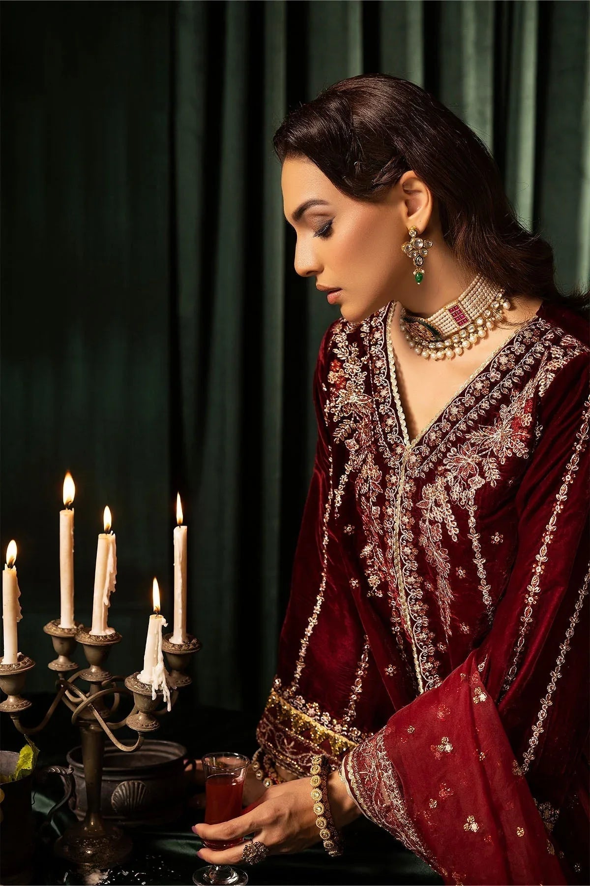 Motifz | Velvet Formals | 5099-SANDAL - Rang-e-Khaas