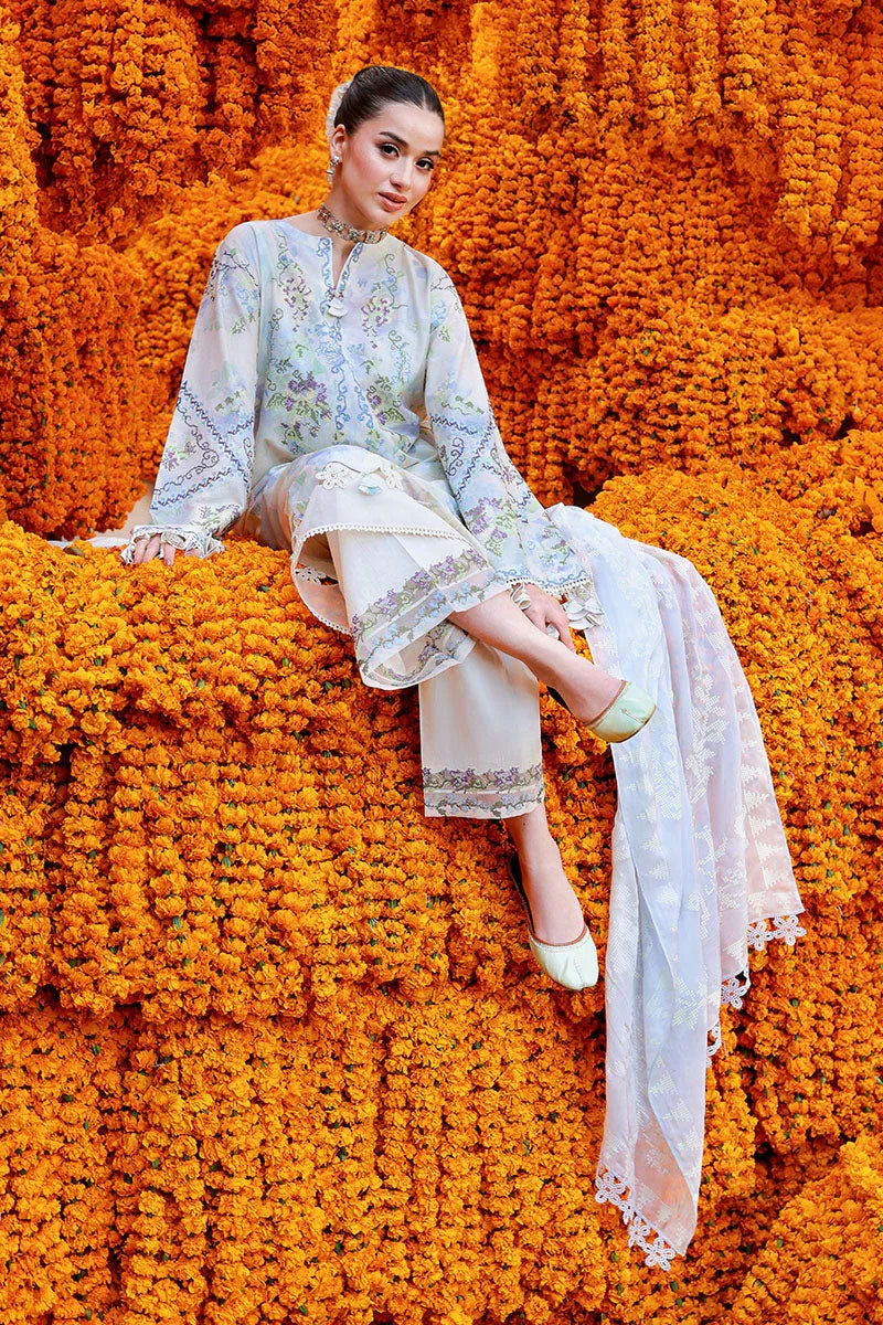 LILAC WHISPER-3PC PRINTED & EMBROIDERED LAWN SUIT