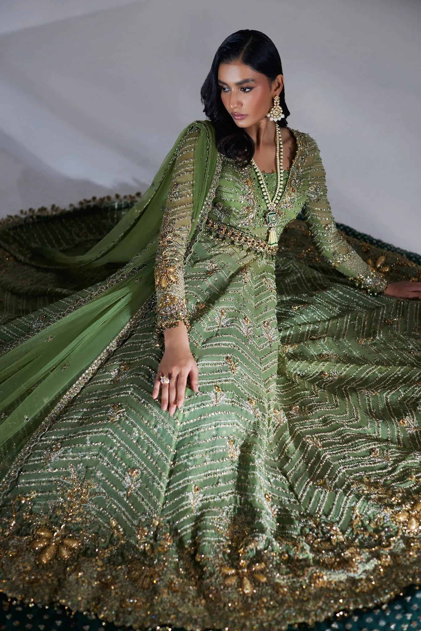 Elan | Luxury Wedding Wears | SCINTILLANT OLIVE (EP-20995)