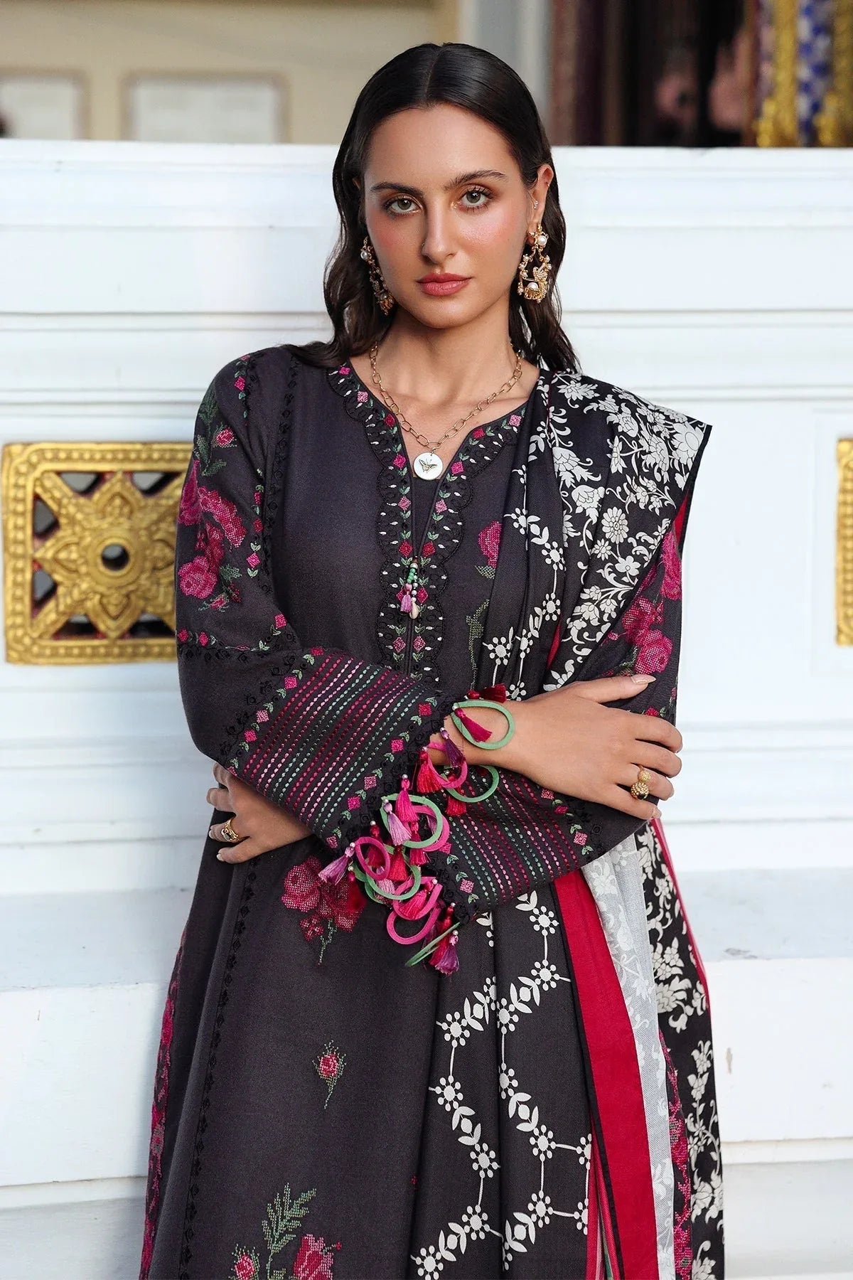 Charizma | Poshima Winters 25 |  3-pc Unstitched Wool Shawl Collection PSW5-05 - Rang-e-Khaas