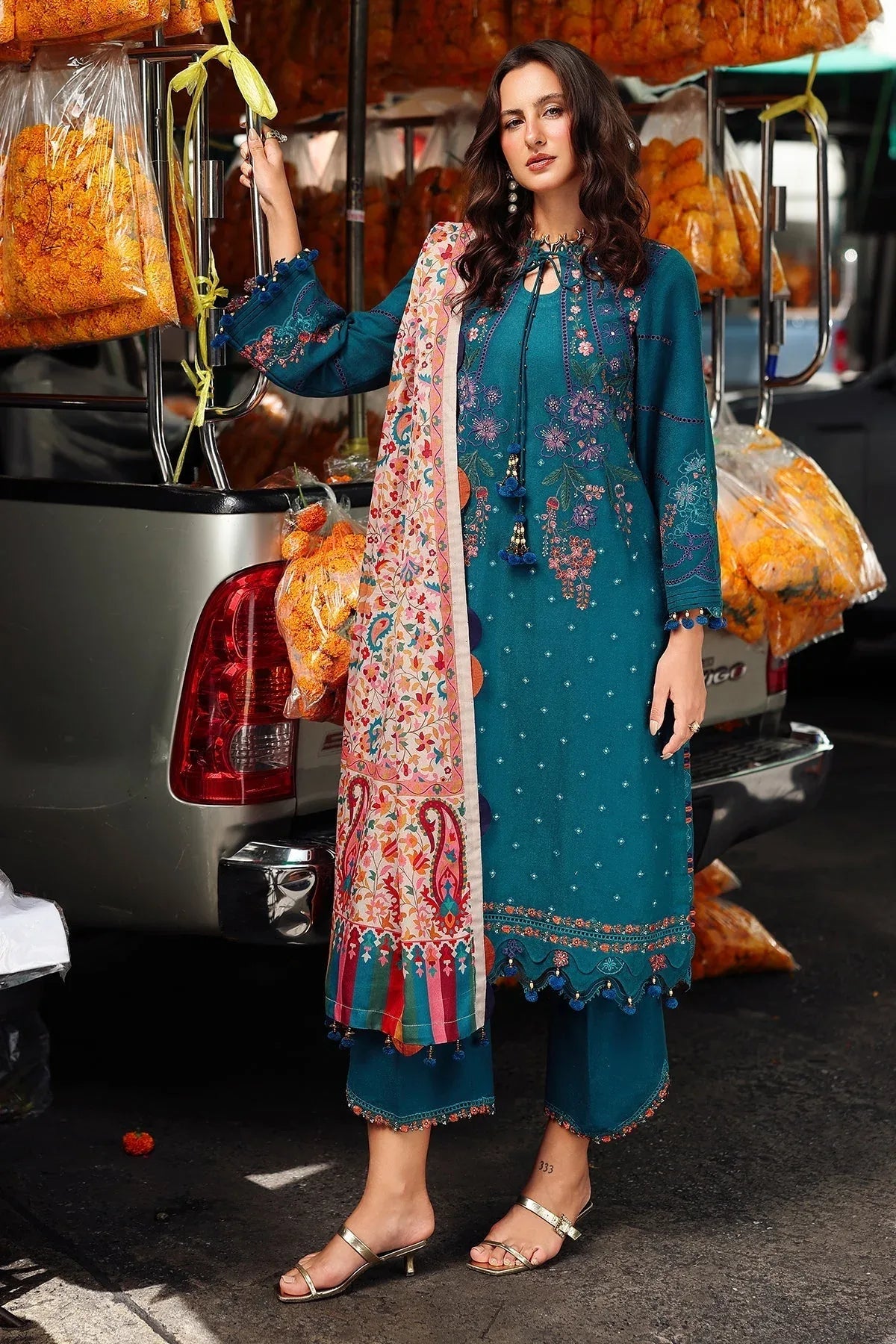 Charizma | Poshima Winters 25 | 3-pc Unstitched Wool Shawl Collection PSW5-06 - Rang-e-Khaas