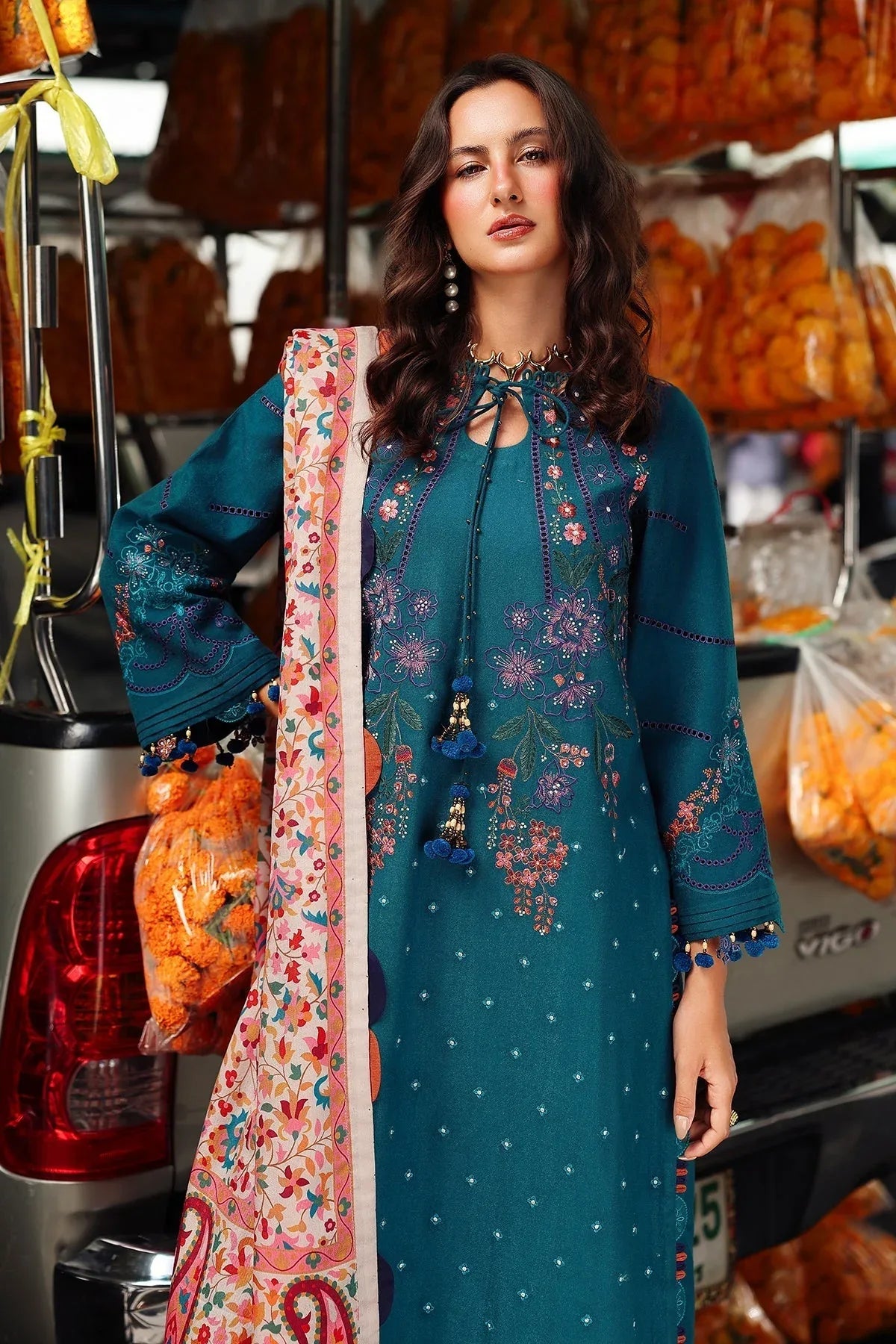 Charizma | Poshima Winters 25 | 3-pc Unstitched Wool Shawl Collection PSW5-06 - Rang-e-Khaas