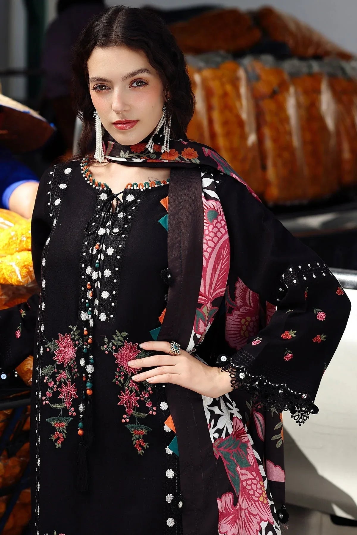 Charizma | Poshima Winters 25 | 3-pc Unstitched Wool Shawl Collection PSW5-07 - Rang-e-Khaas
