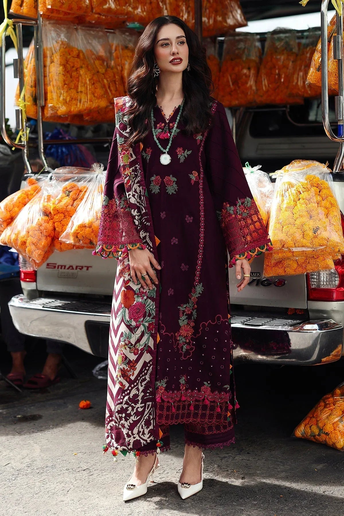 Charizma | Poshima Winters 25 | 3-pc Unstitched Wool Shawl Collection PSW5-02 - Rang-e-Khaas