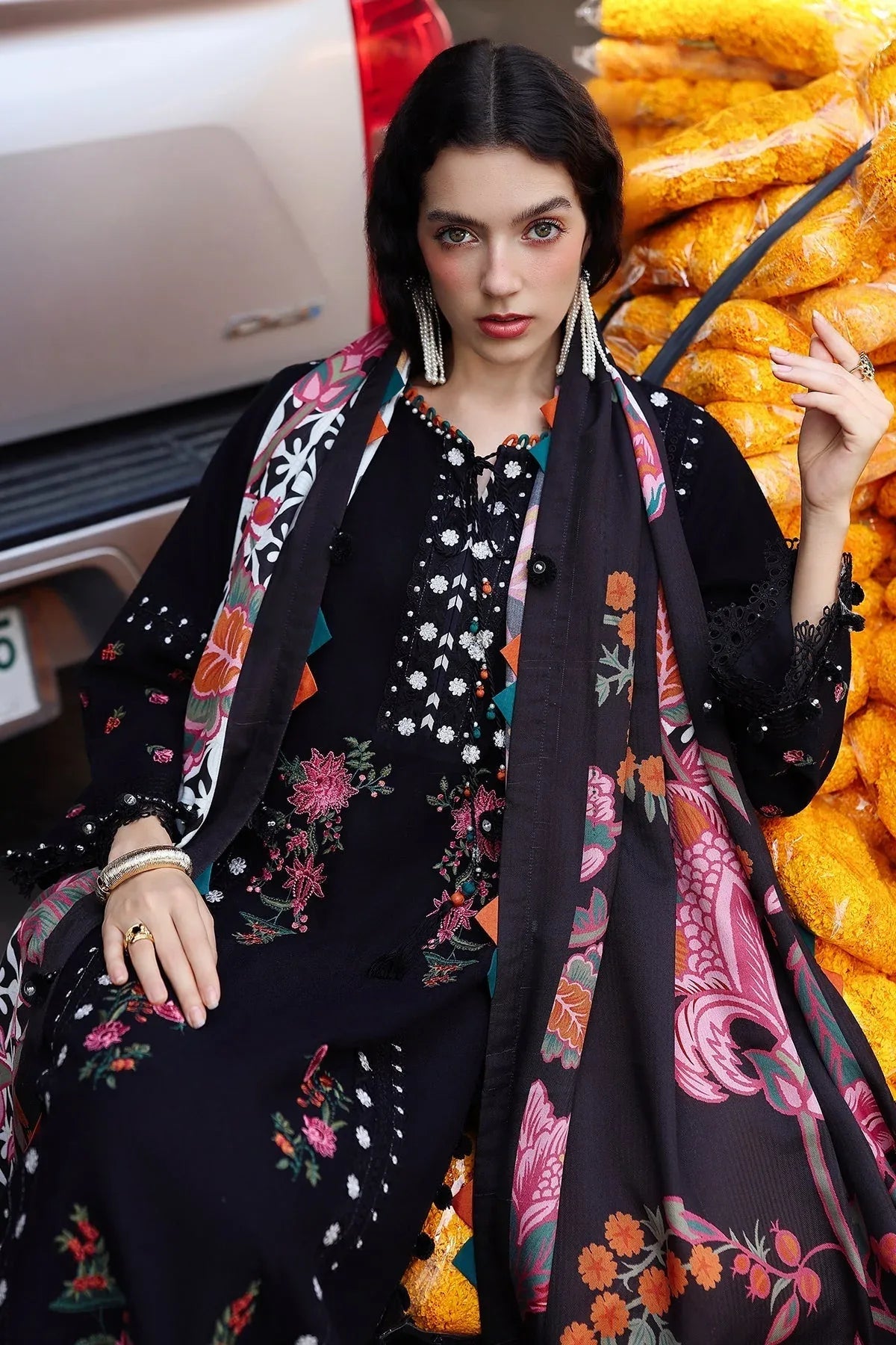 Charizma | Poshima Winters 25 | 3-pc Unstitched Wool Shawl Collection PSW5-07 - Rang-e-Khaas