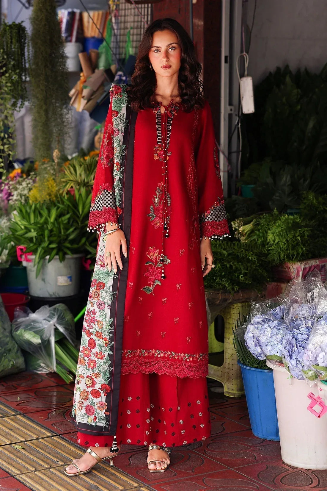 Charizma | Poshima Winters 25 | 3-pc Unstitched Wool Shawl Collection PSW5-08 - Rang-e-Khaas