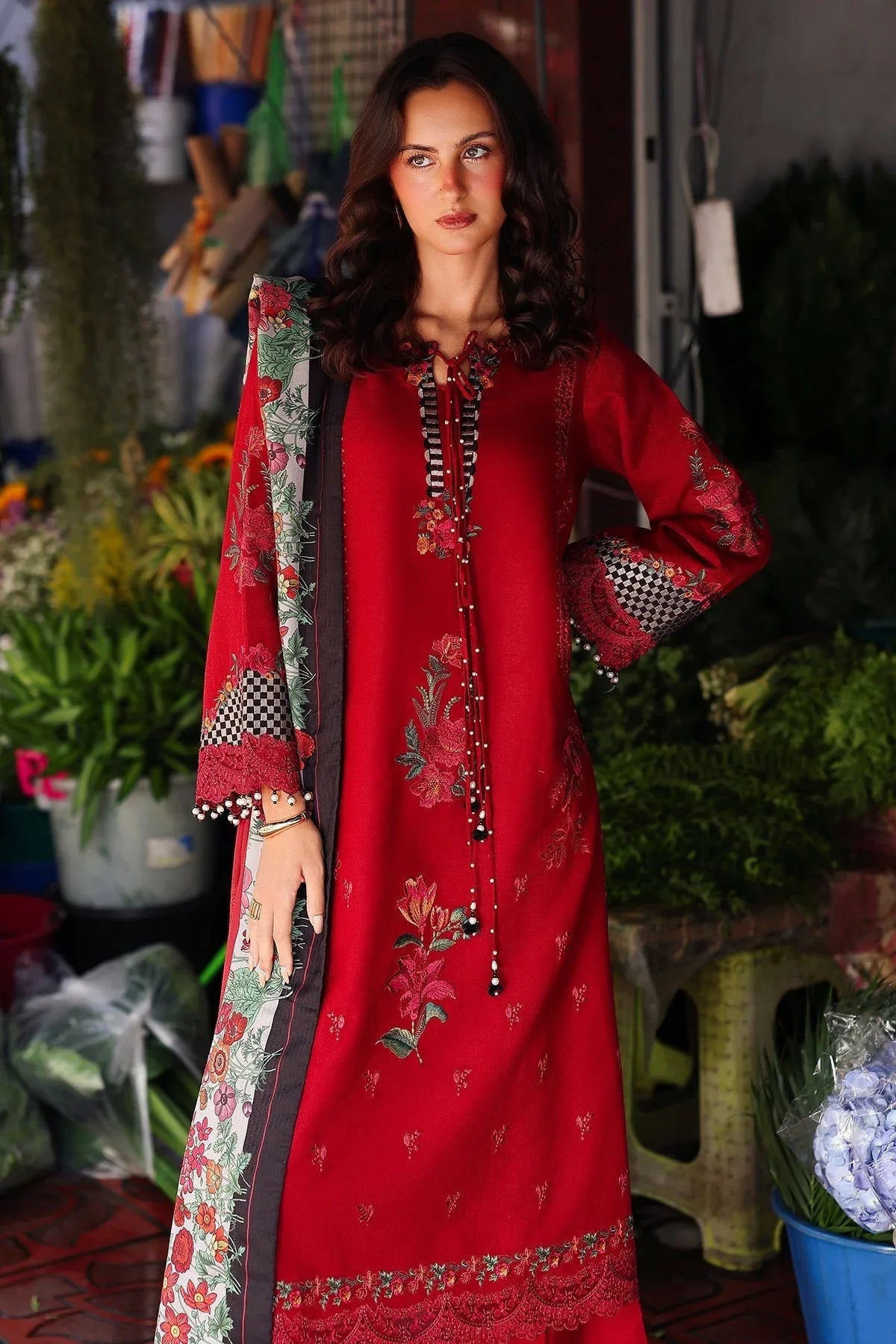 Charizma | Poshima Winters 25 | 3-pc Unstitched Wool Shawl Collection PSW5-08 - Rang-e-Khaas
