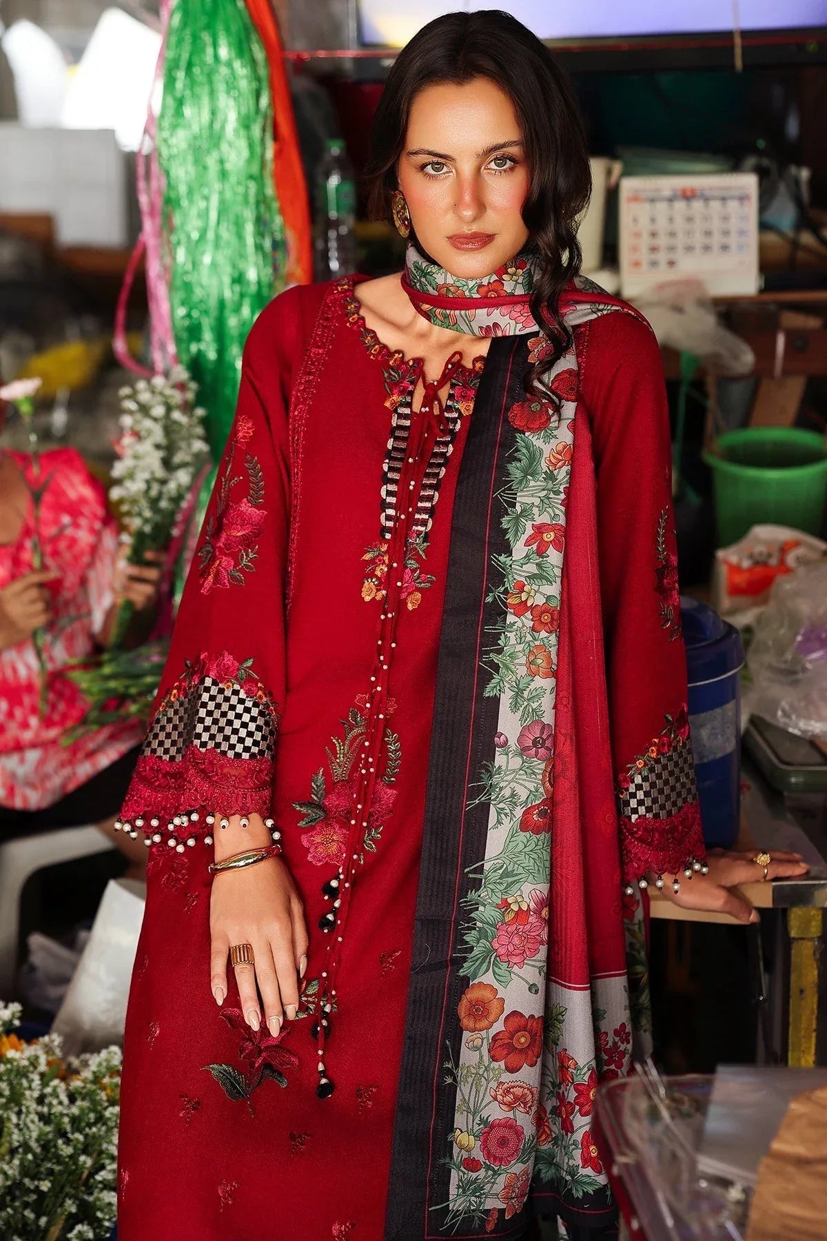 Charizma | Poshima Winters 25 | 3-pc Unstitched Wool Shawl Collection PSW5-08 - Rang-e-Khaas