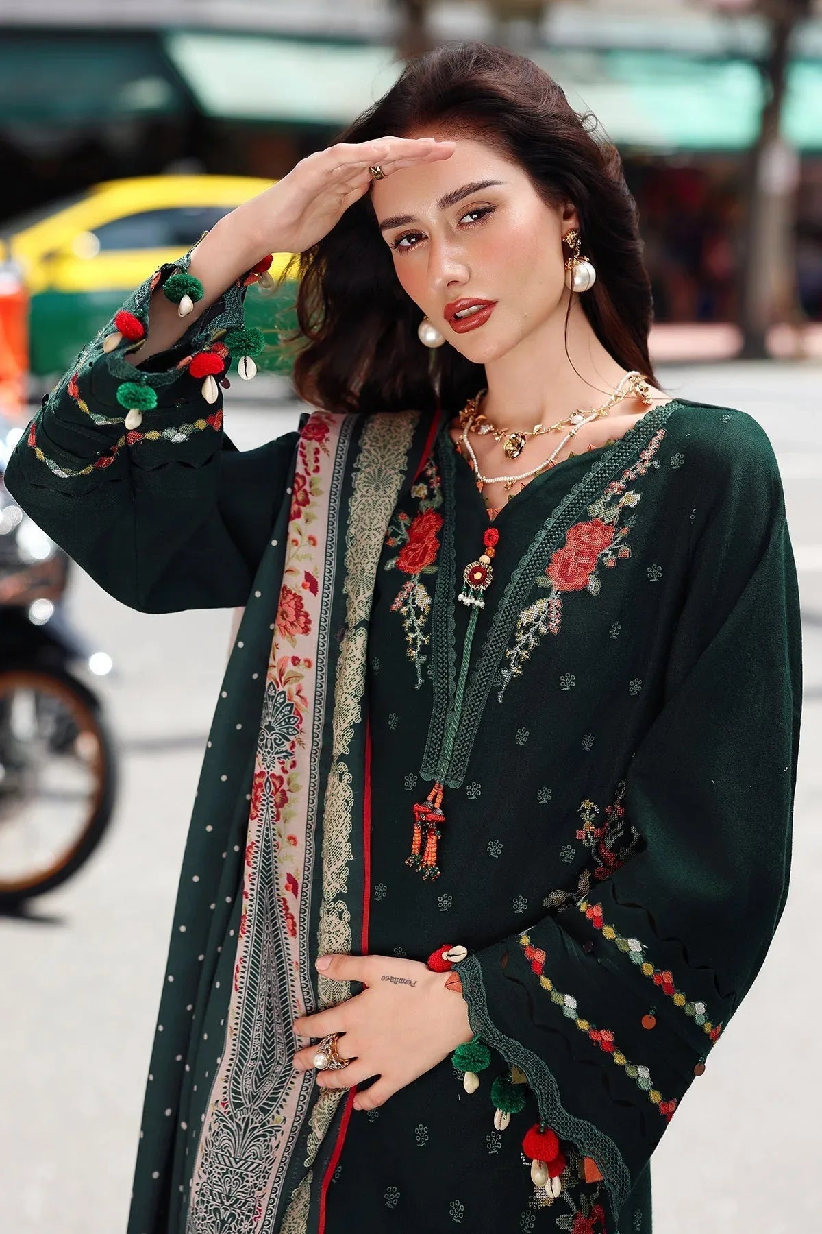 Charizma | Poshima Winters 25 |3-pc Unstitched Wool Shawl Collection PSW5-04 - Rang-e-Khaas