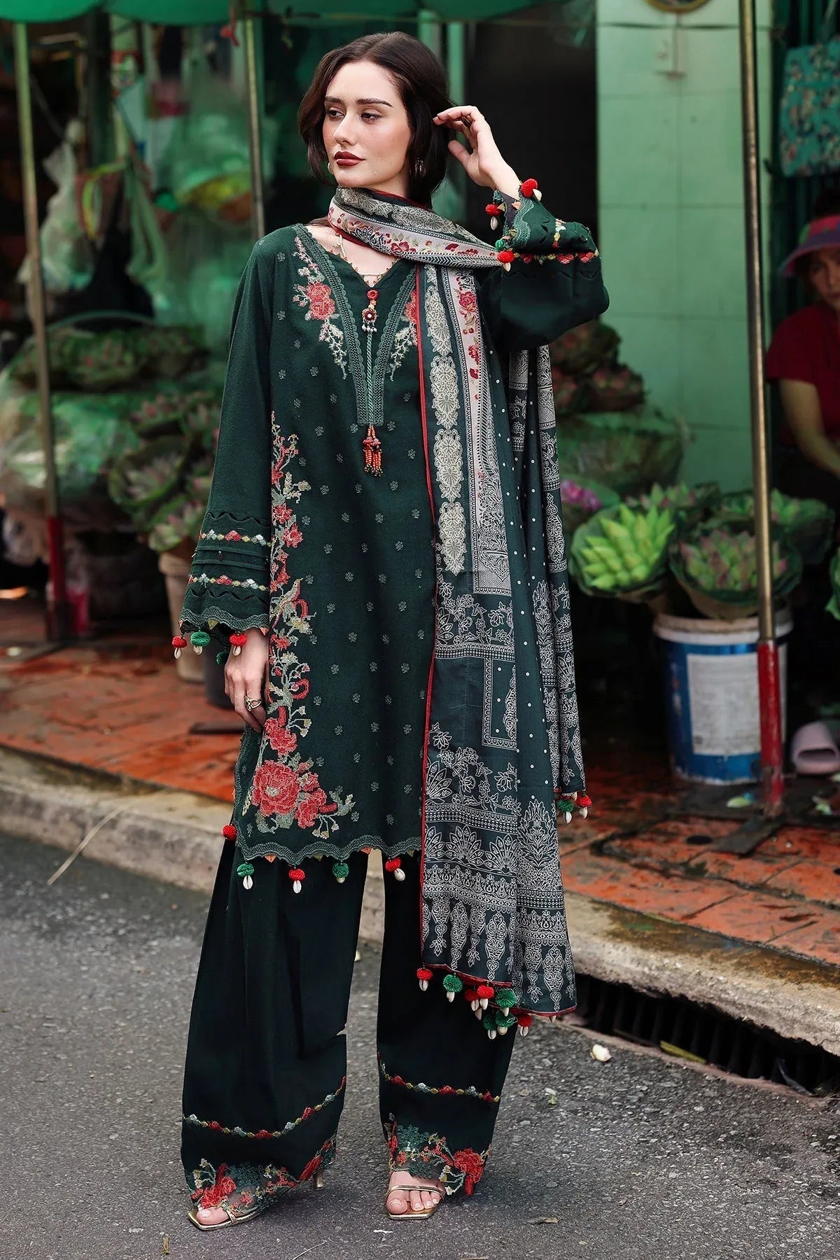 Charizma | Poshima Winters 25 |3-pc Unstitched Wool Shawl Collection PSW5-04 - Rang-e-Khaas