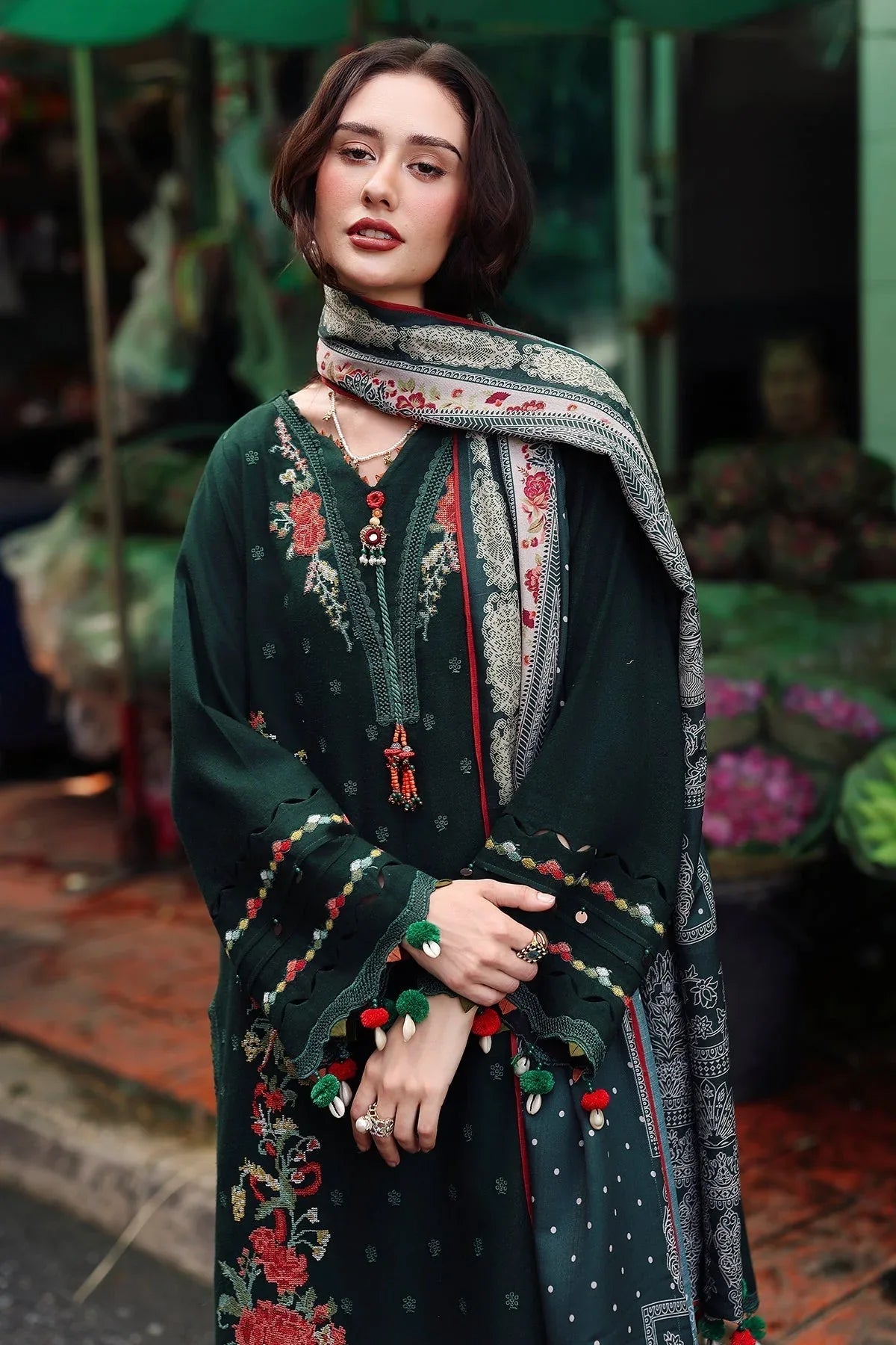 Charizma | Poshima Winters 25 |3-pc Unstitched Wool Shawl Collection PSW5-04 - Rang-e-Khaas