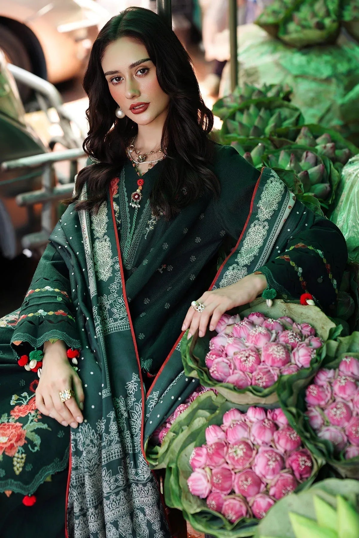 Charizma | Poshima Winters 25 |3-pc Unstitched Wool Shawl Collection PSW5-04 - Rang-e-Khaas