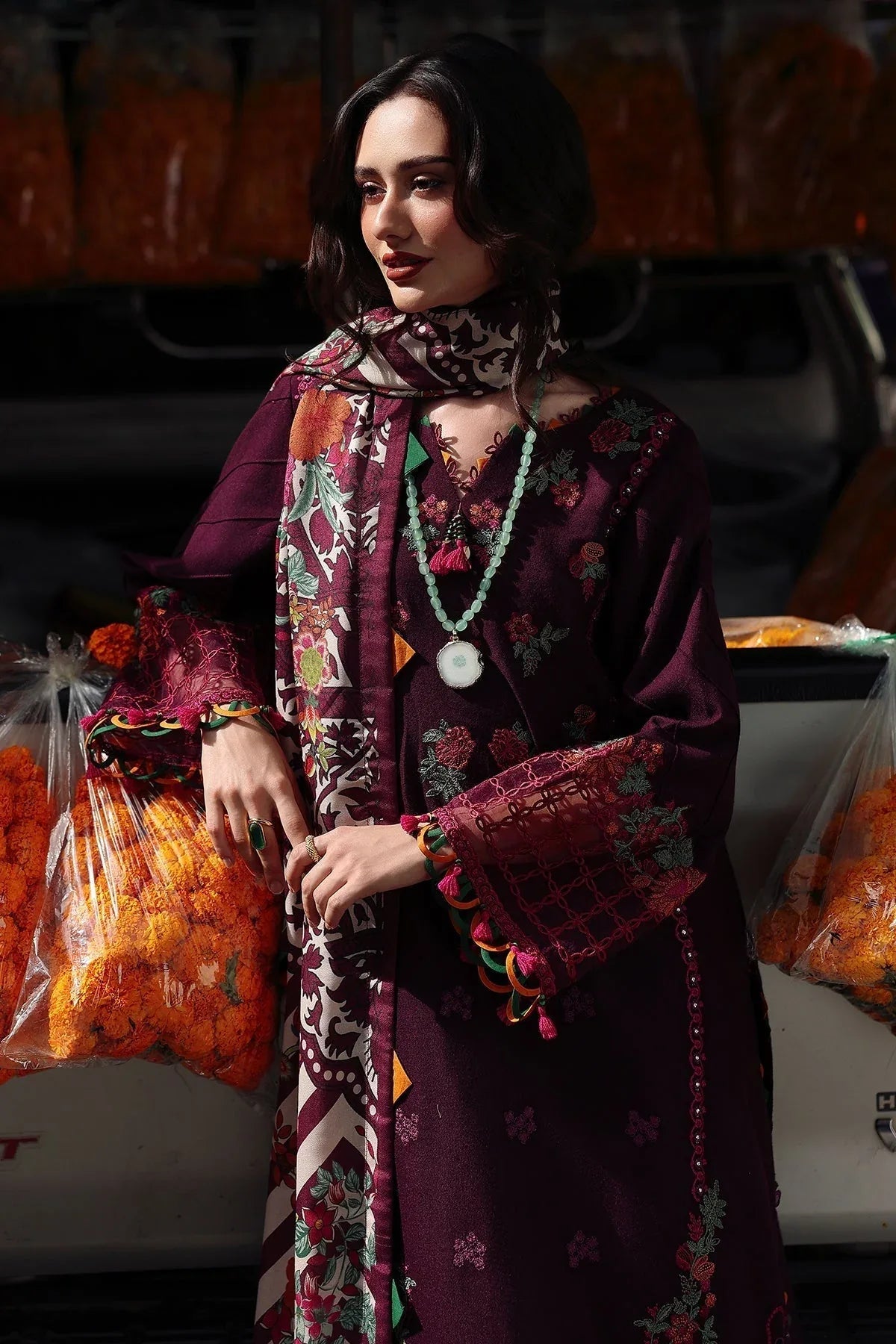 Charizma | Poshima Winters 25 | 3-pc Unstitched Wool Shawl Collection PSW5-02 - Rang-e-Khaas