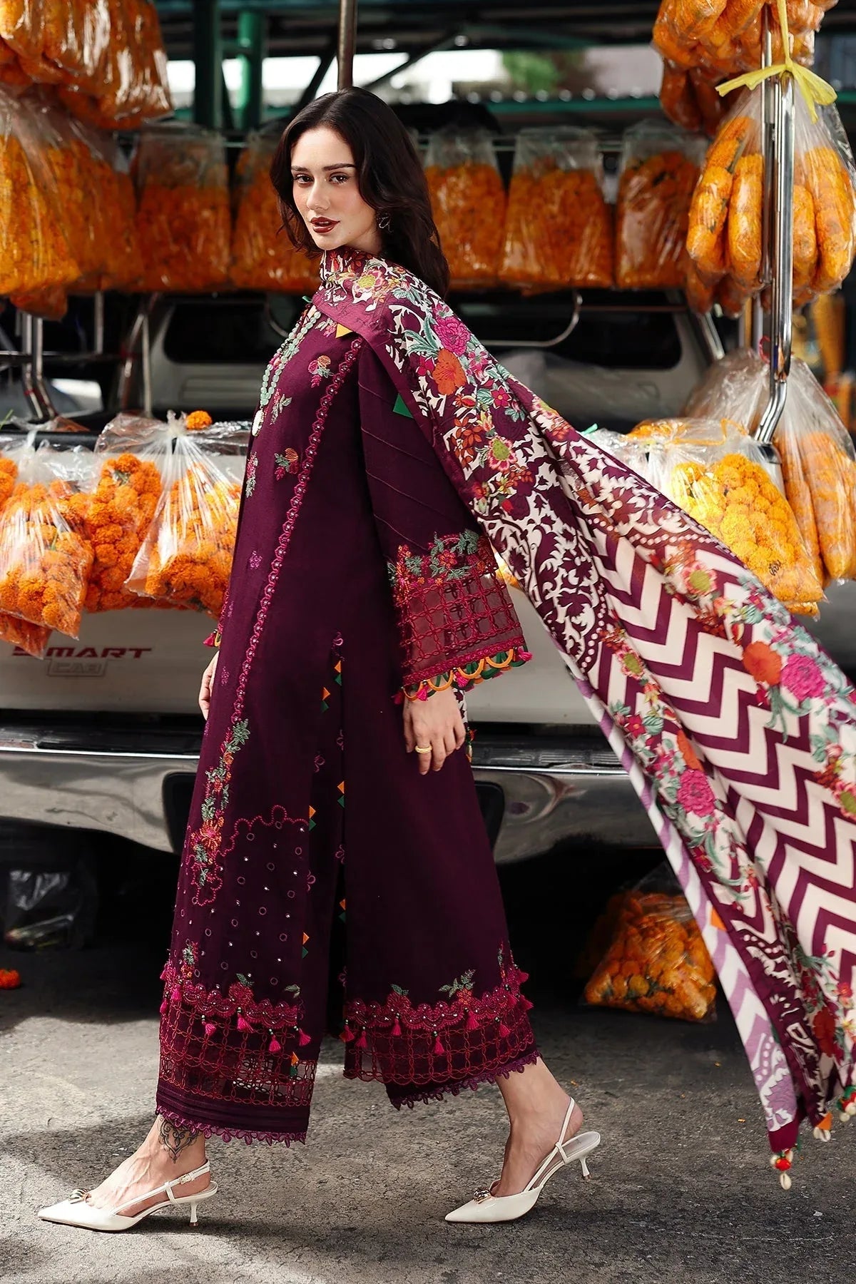 Charizma | Poshima Winters 25 | 3-pc Unstitched Wool Shawl Collection PSW5-02 - Rang-e-Khaas