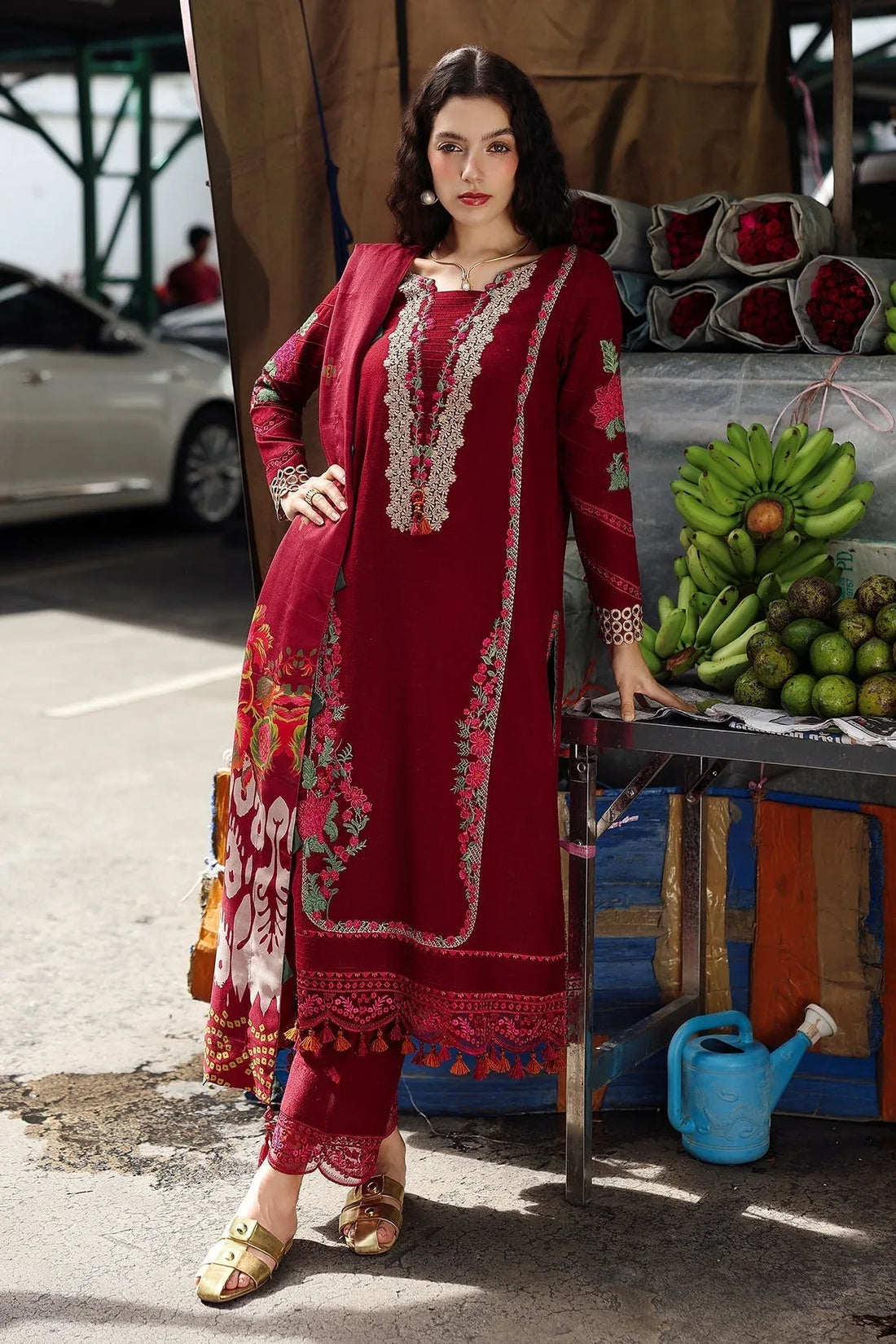 Charizma | Poshima Winters 25 | 3-pc Unstitched Wool Shawl Collection PSW5-01 - Rang-e-Khaas