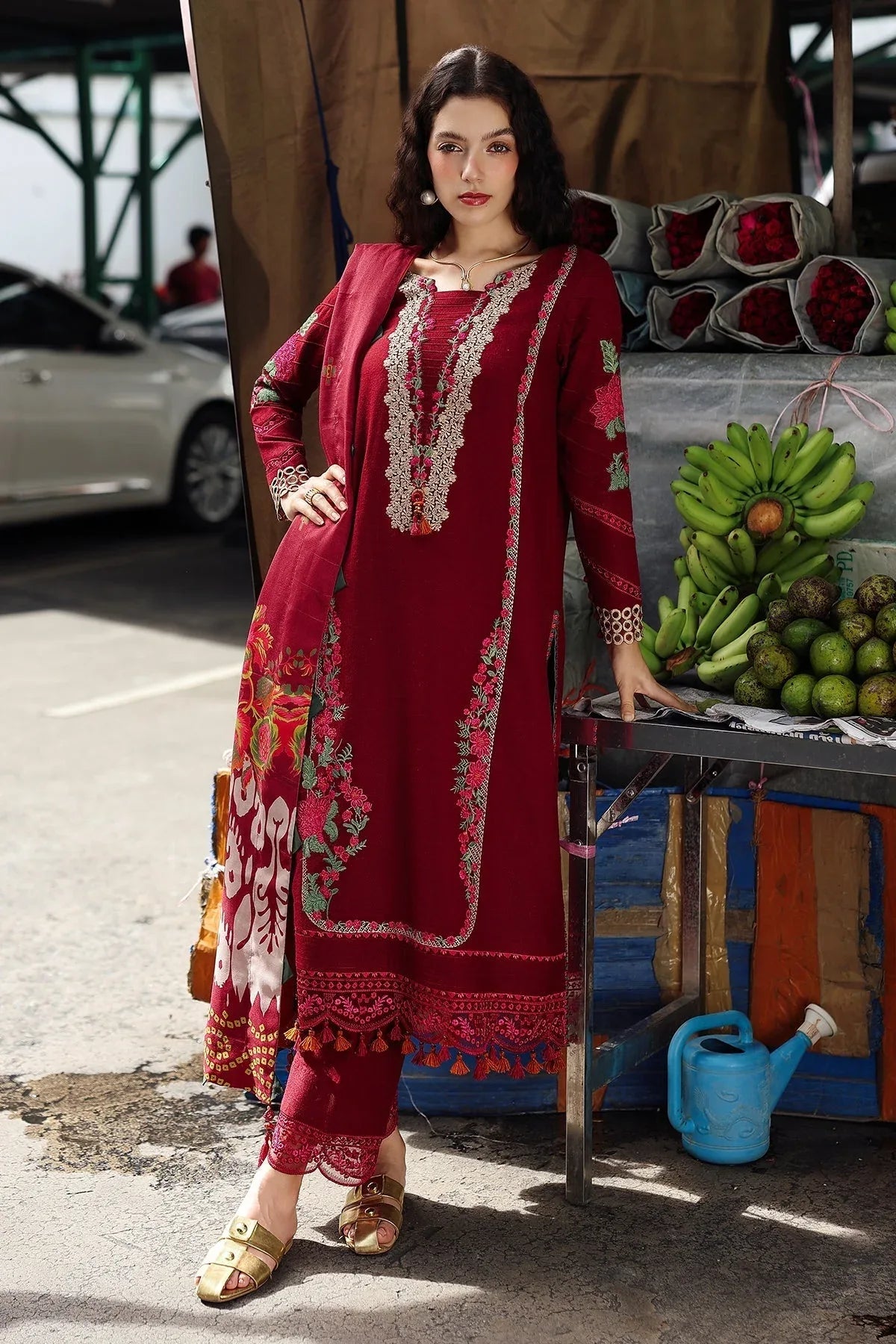 Charizma | Poshima Winters 25 | 3-pc Unstitched Wool Shawl Collection PSW5-01 - Rang-e-Khaas