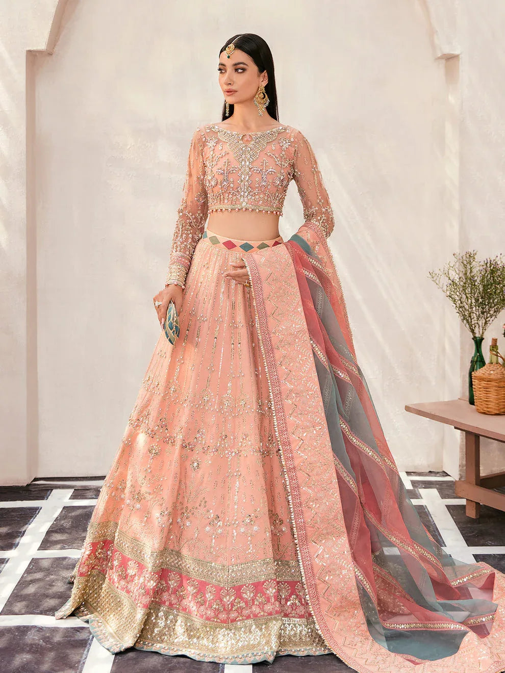 Gulaal | Wedding Formals | AFREEN GL-WS-22V1-29 (PEACH LEHNGA CHOLI) - Rang-e-Khaas