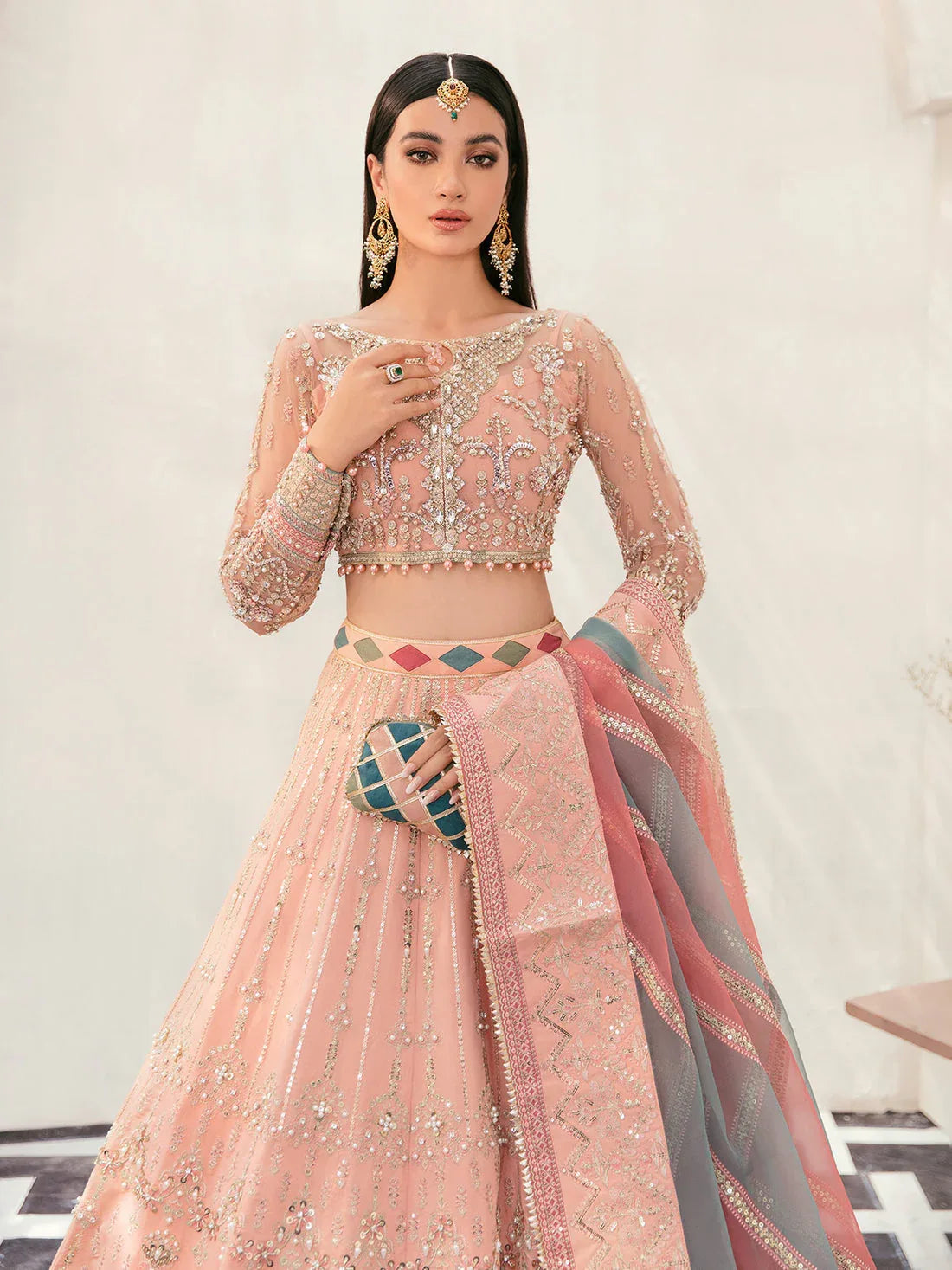 Gulaal | Wedding Formals | AFREEN GL-WS-22V1-29 (PEACH LEHNGA CHOLI) - Rang-e-Khaas
