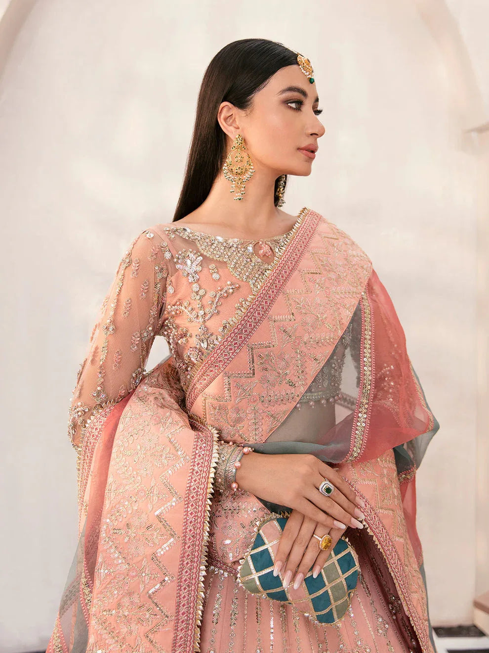 Gulaal | Wedding Formals | AFREEN GL-WS-22V1-29 (PEACH LEHNGA CHOLI) - Rang-e-Khaas