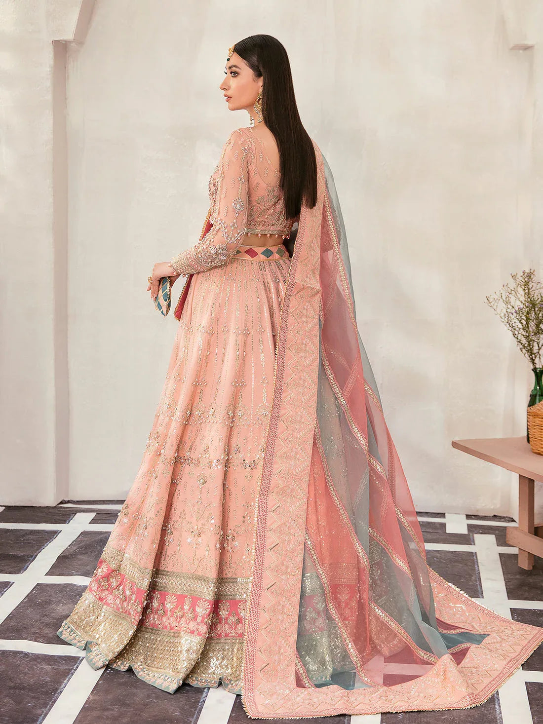 Gulaal | Wedding Formals | AFREEN GL-WS-22V1-29 (PEACH LEHNGA CHOLI) - Rang-e-Khaas