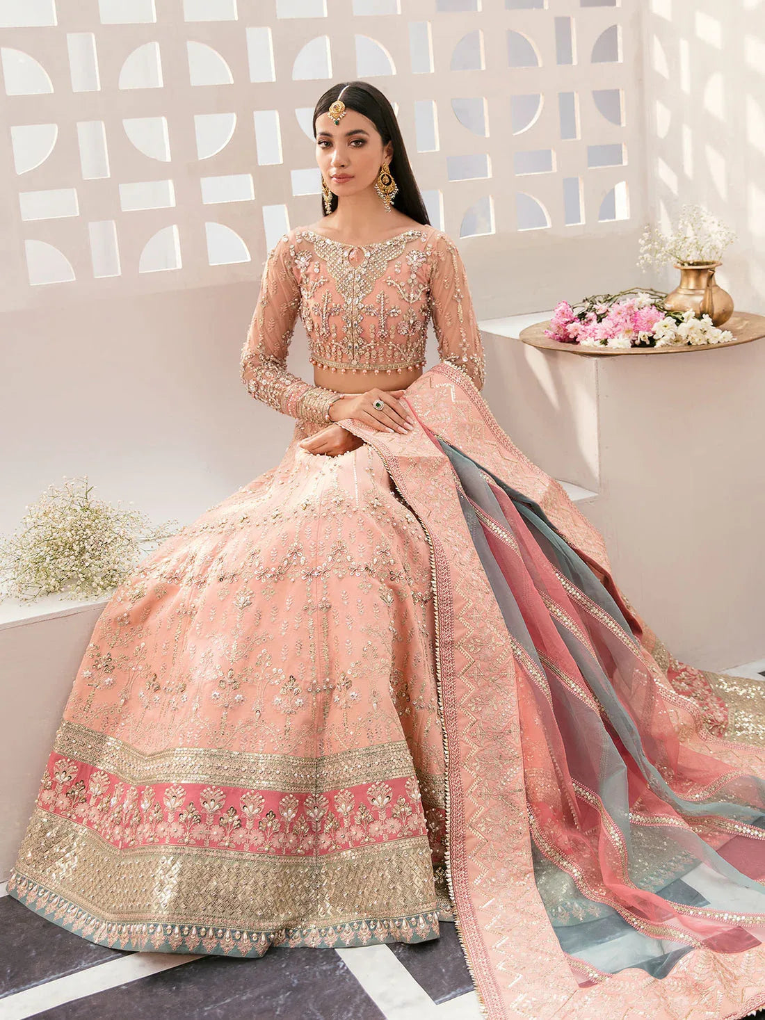Gulaal | Wedding Formals | AFREEN GL-WS-22V1-29 (PEACH LEHNGA CHOLI) - Rang-e-Khaas