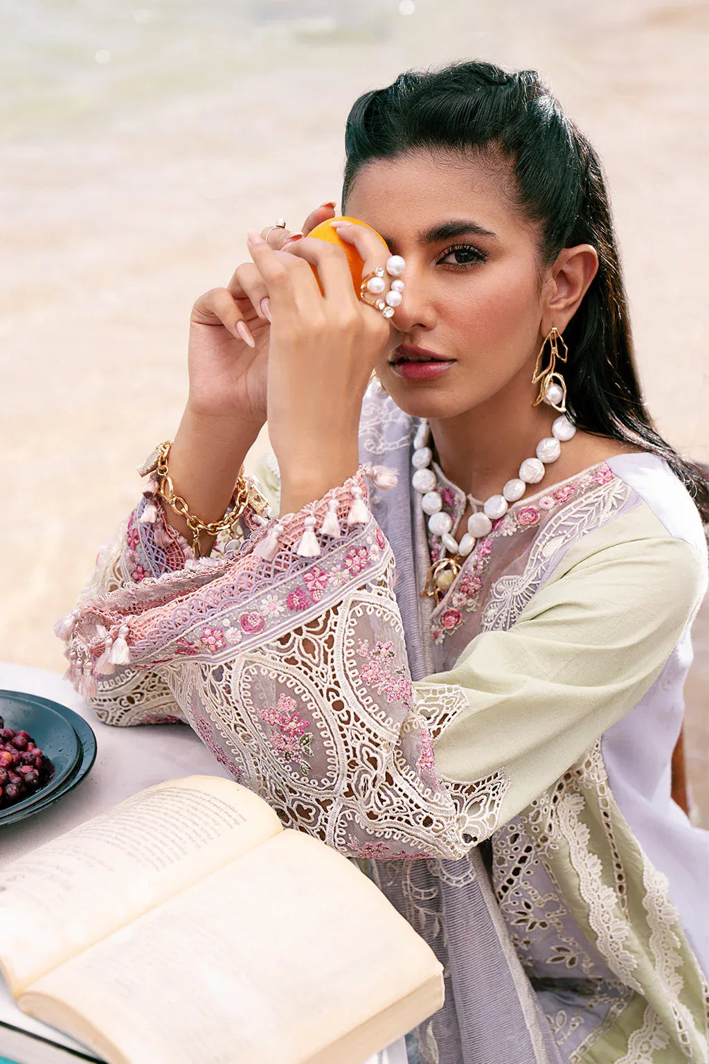 AJR Couture | Dastan Luxury Lawn 25 | Wave - Rang-e-Khaas